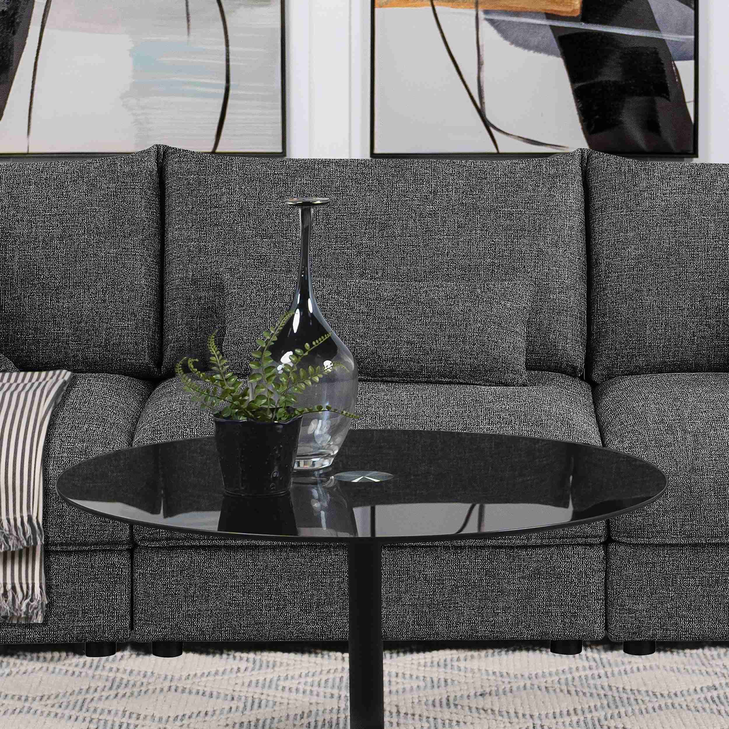 Sasha Upholstered Armless Chair Barely Black - Image 2