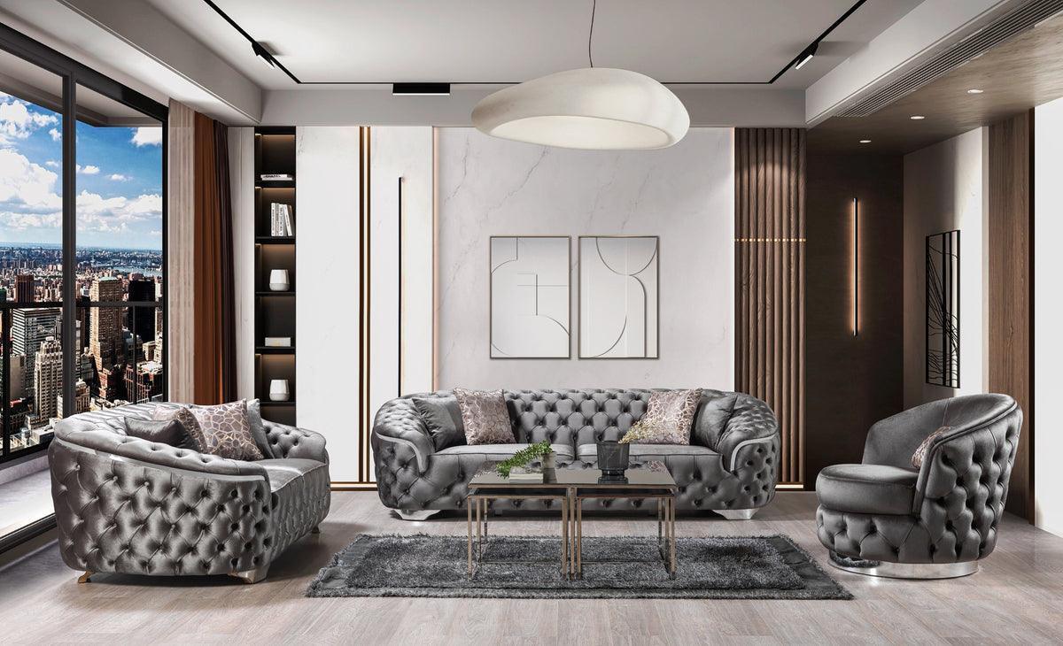 Scarlett Gray Velvet Sofa & Loveseat - Image 1