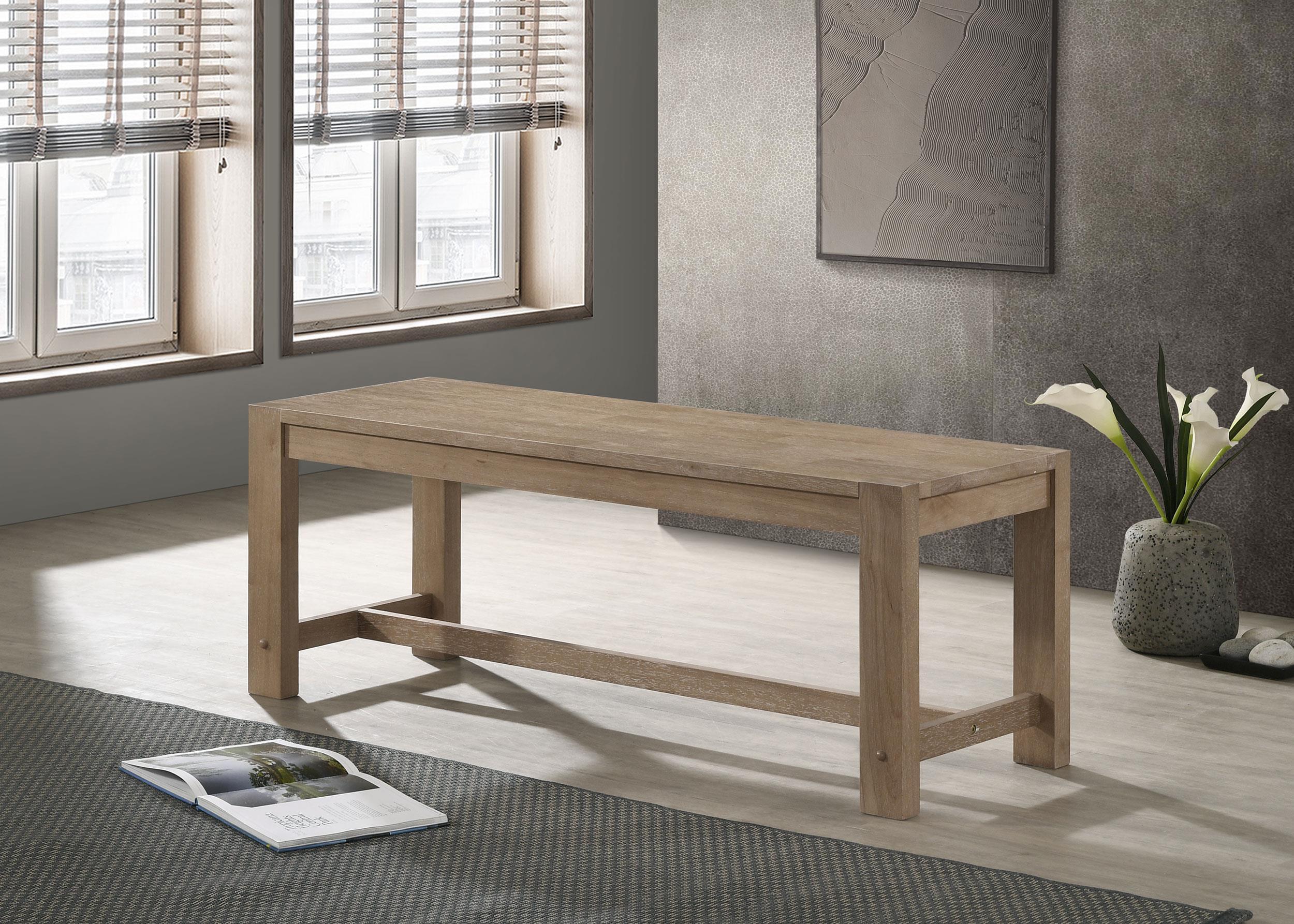 Scottsdale Wood Trestle Base Dining Bench Washed Brown - Image 2