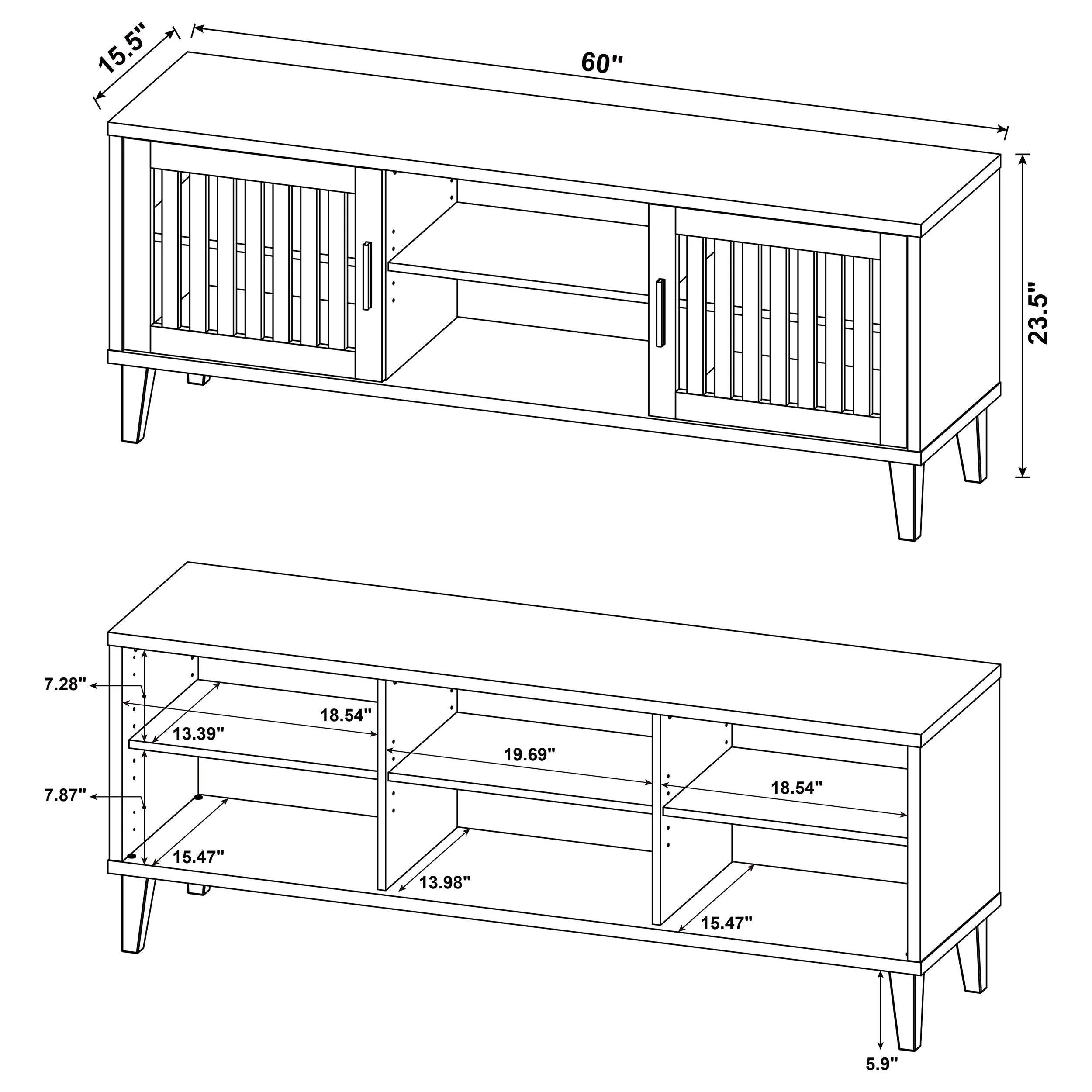 Sedona 2 Door Wood 60" TV Stand Dark Pine - Image 2