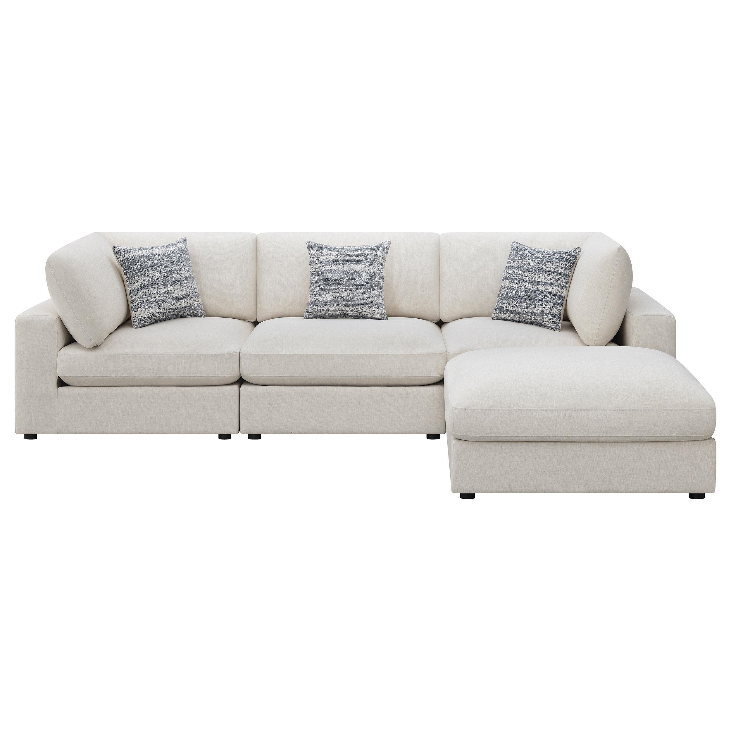 Serene 4-Piece Upholstered Modular Sectional Sofa Beige - Image 3