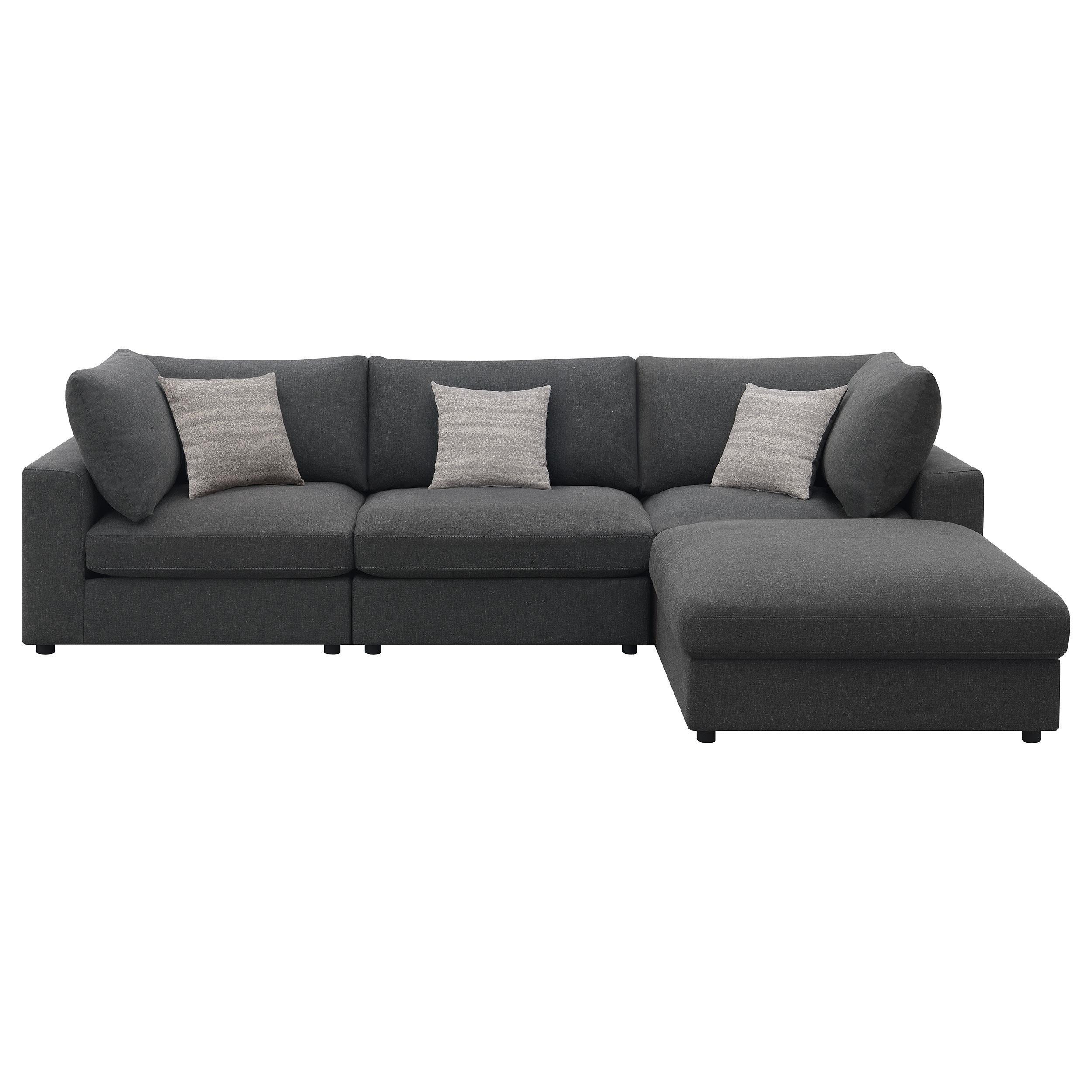 Serene 4-Piece Upholstered Modular Sectional Sofa Charcoal - Image 3