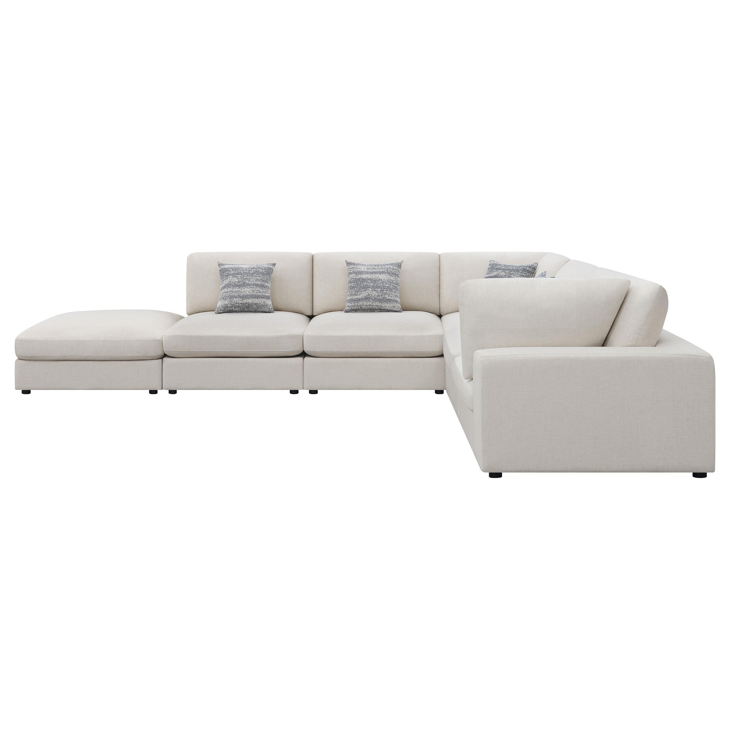 Serene 6-Piece Upholstered Modular Sectional Sofa Beige - Image 3