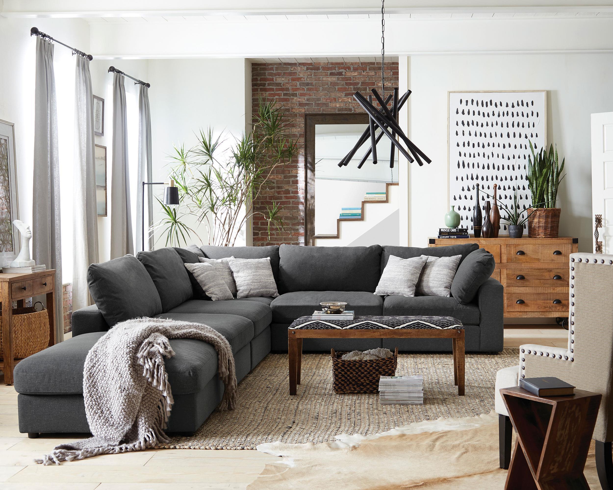 Serene 6-Piece Upholstered Modular Sectional Sofa Charcoal - Image 2