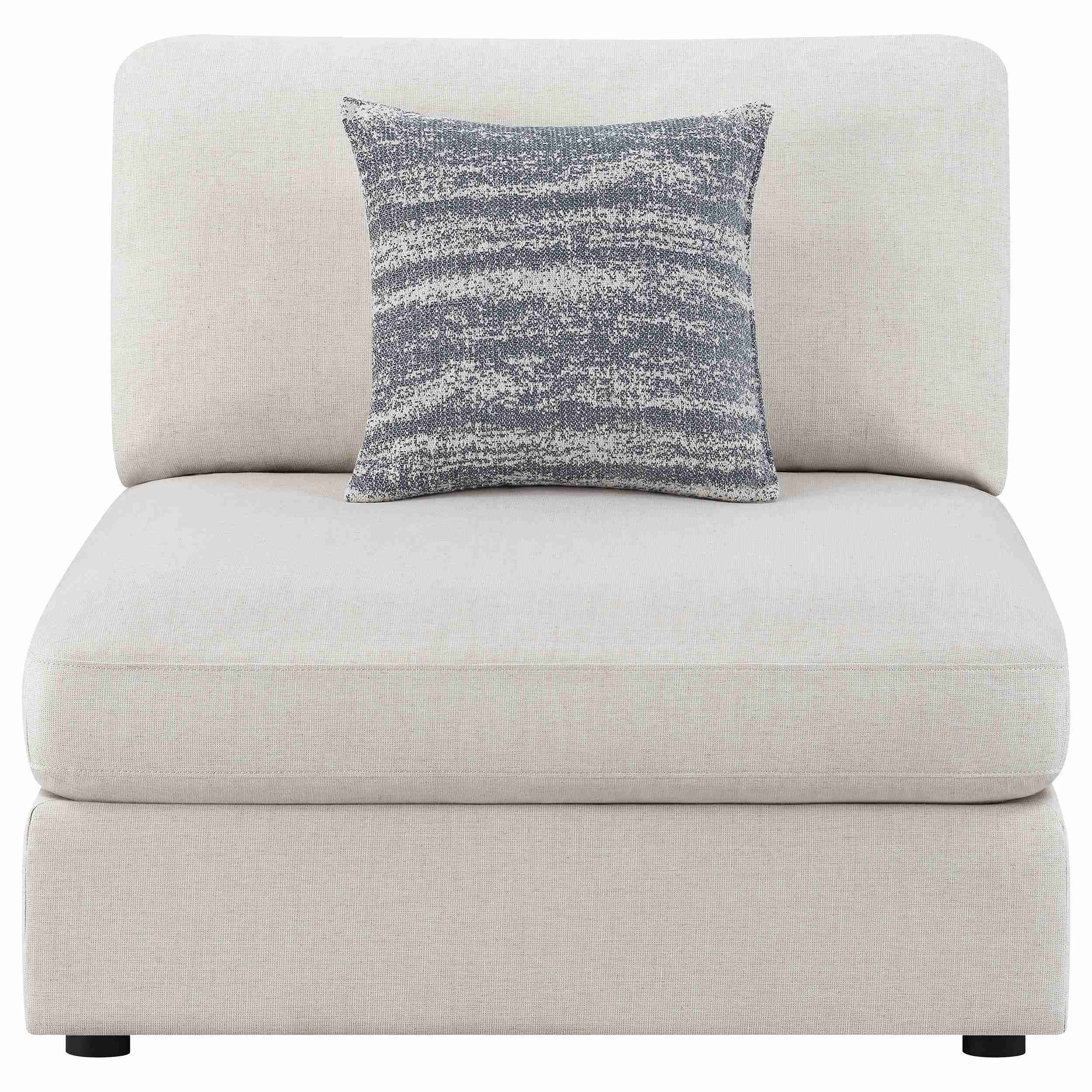 Serene Upholstered Armless Chair Beige - Image 2