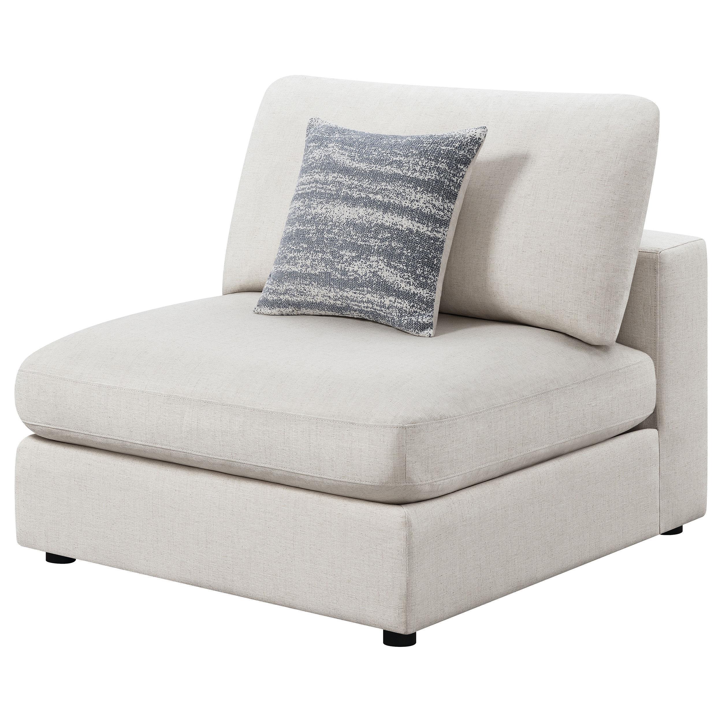 Serene Upholstered Armless Chair Beige - Image 3