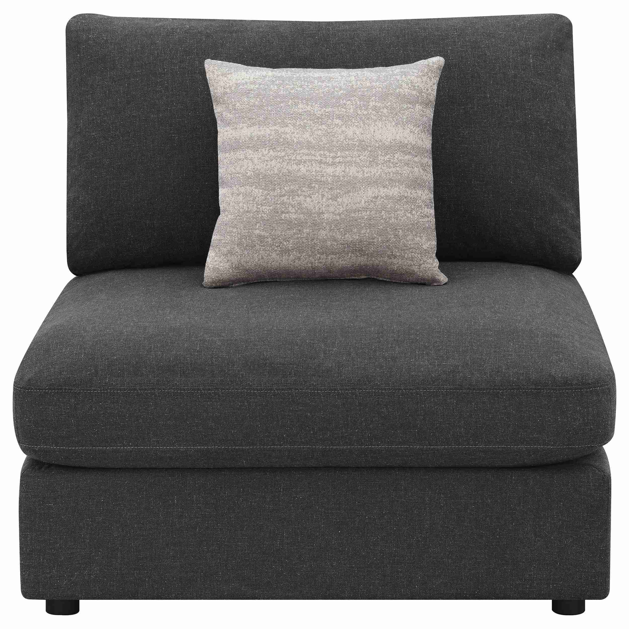 Serene Upholstered Armless Chair Charcoal - Image 2