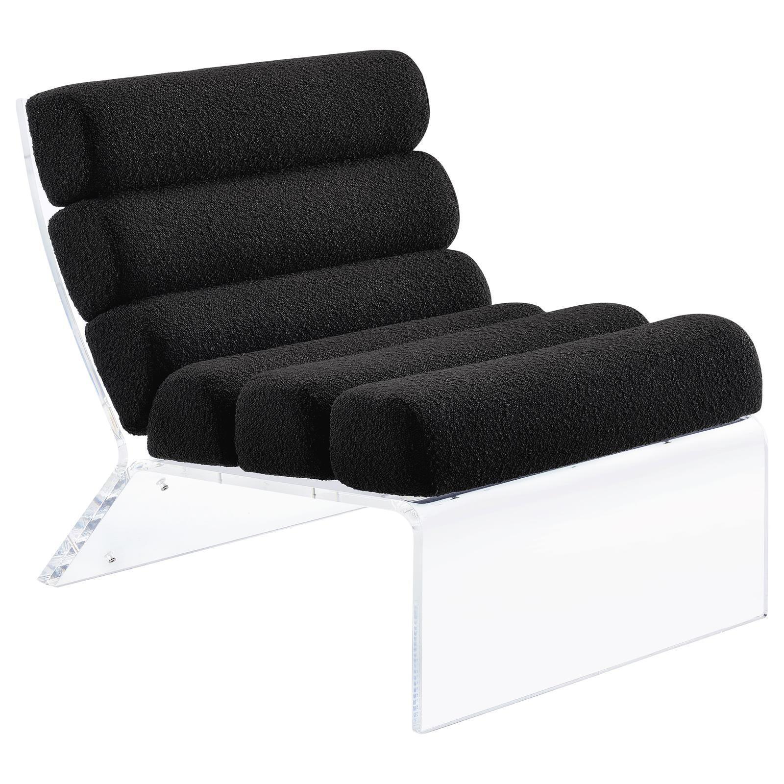 Serreta Boucle Upholstered Armless Accent Chair With Clear Acrylic Frame Black - Image 1