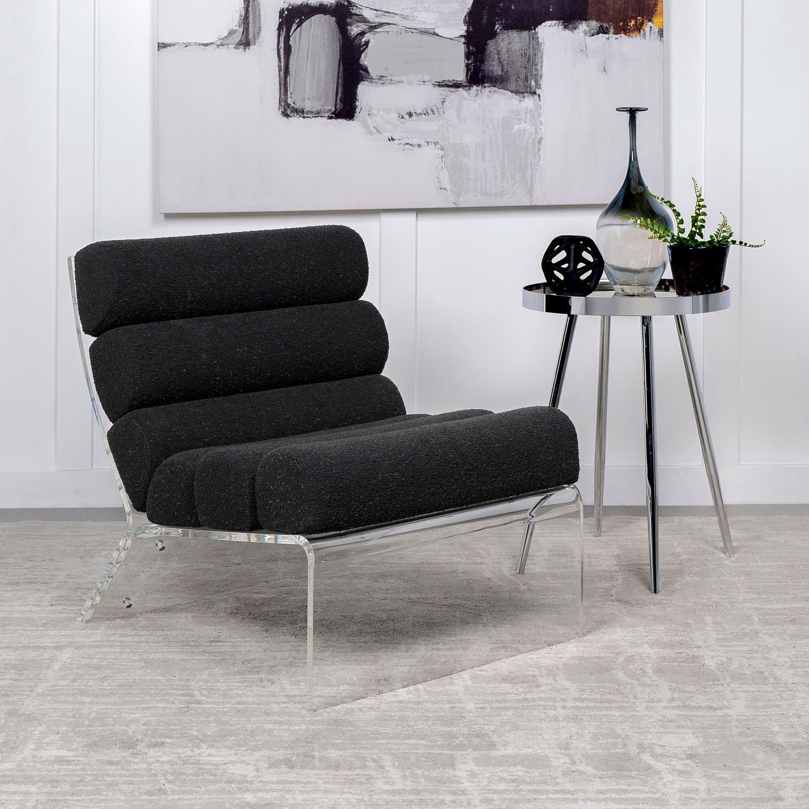 Serreta Boucle Upholstered Armless Accent Chair With Clear Acrylic Frame Black - Image 2