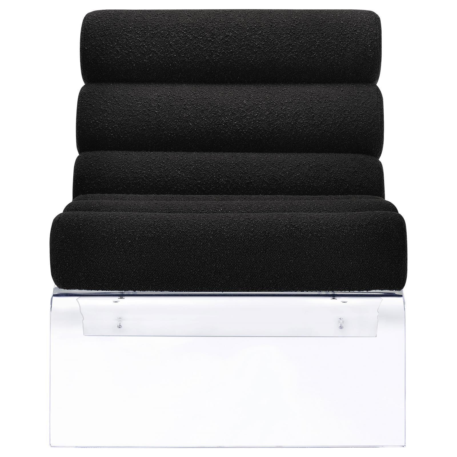 Serreta Boucle Upholstered Armless Accent Chair With Clear Acrylic Frame Black - Image 3