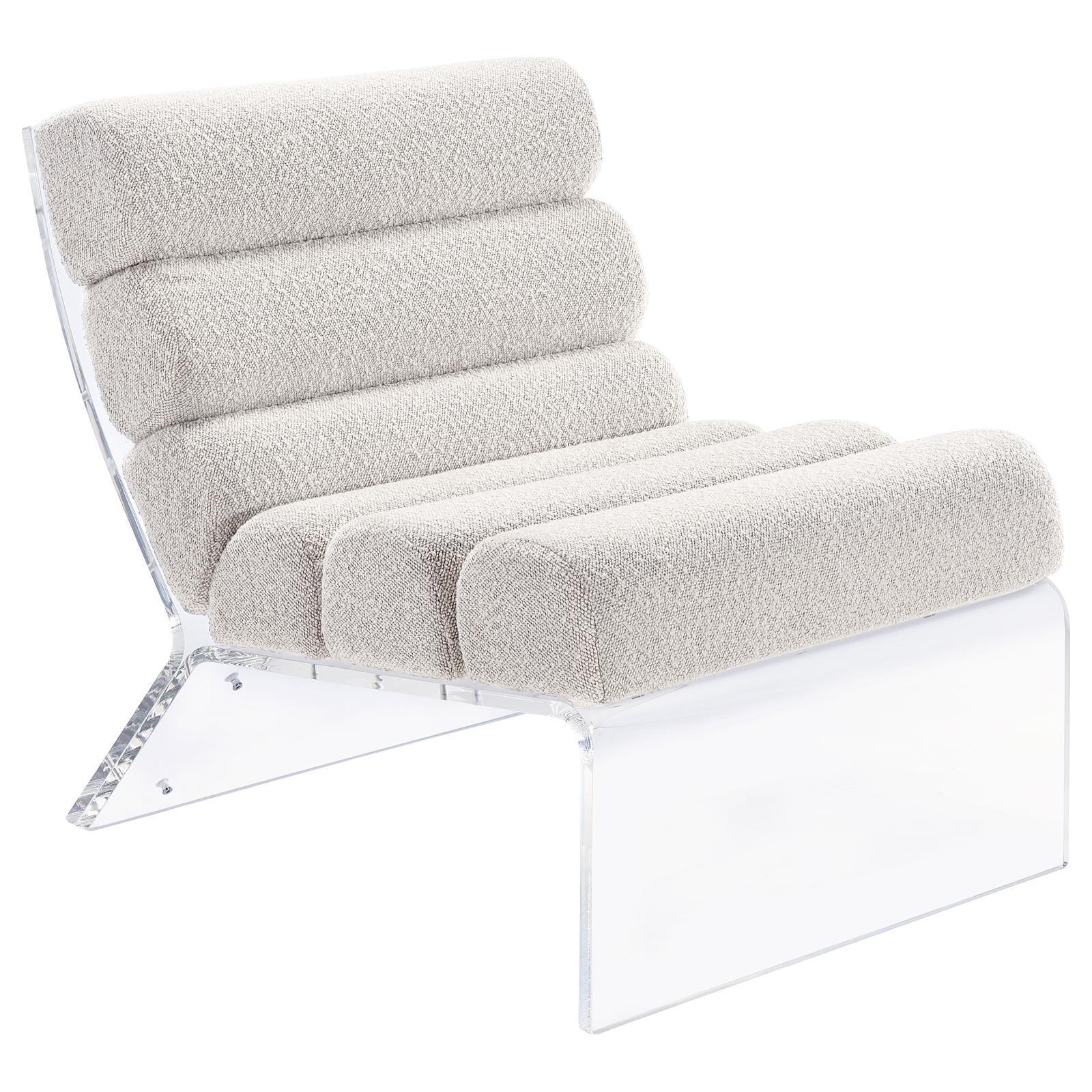 Serreta Boucle Upholstered Armless Accent Chair With Clear Acrylic Frame Ivory - Image 1