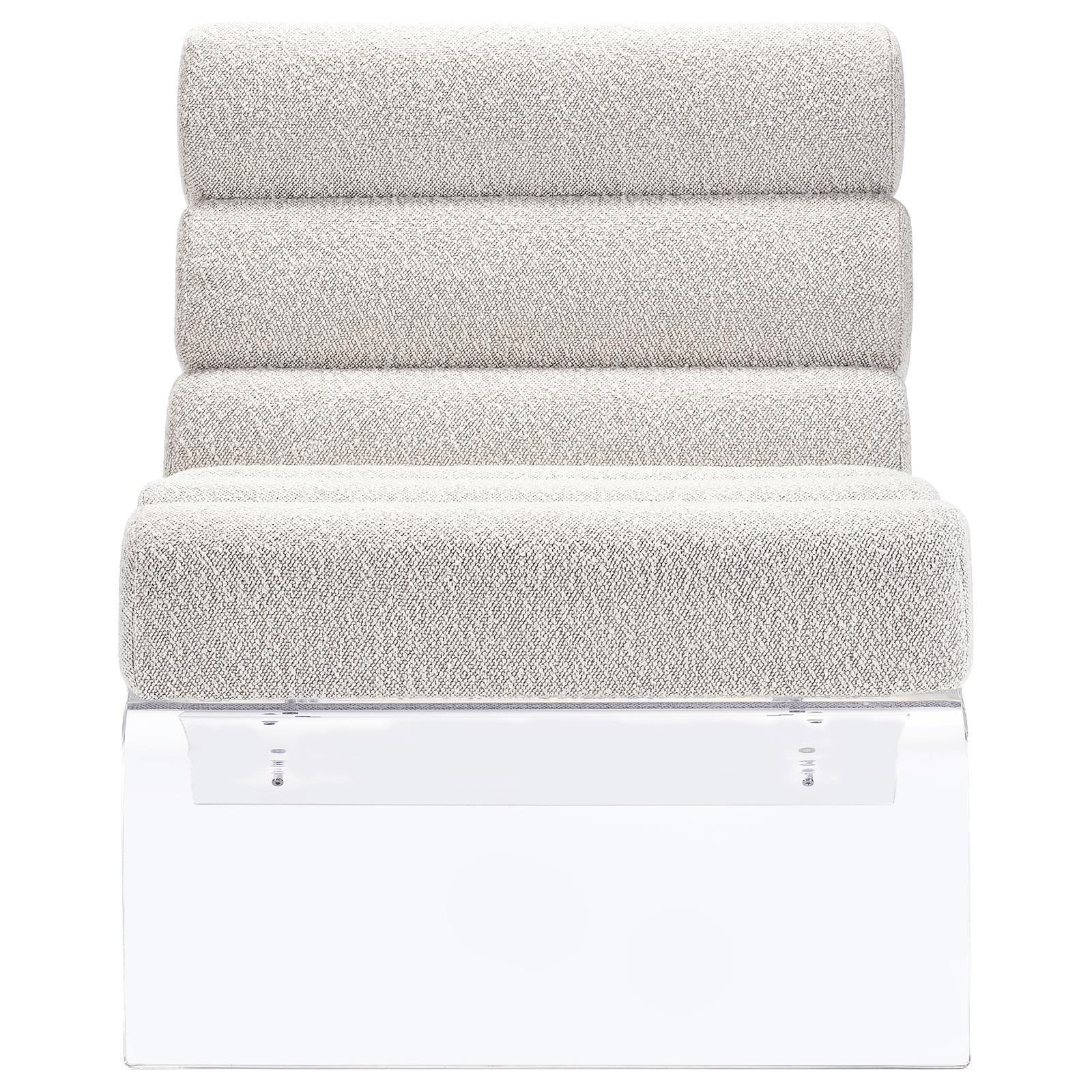Serreta Boucle Upholstered Armless Accent Chair With Clear Acrylic Frame Ivory - Image 3