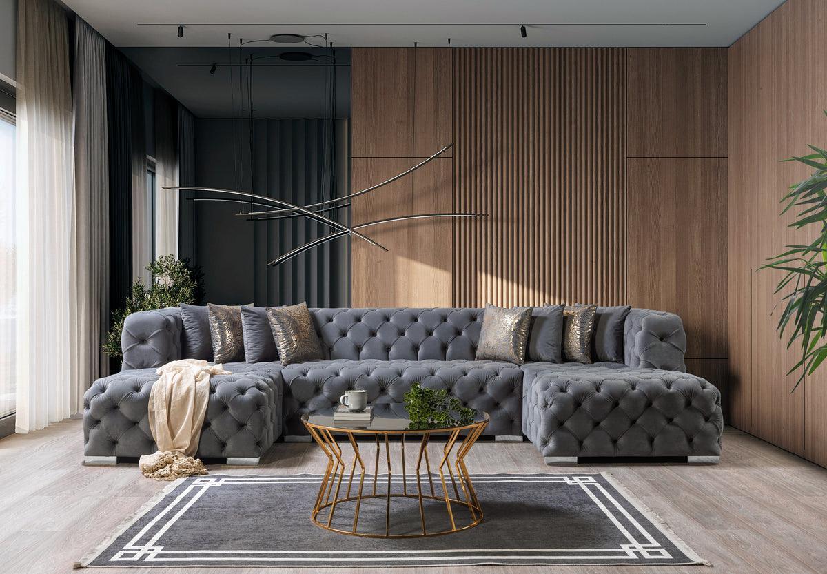 Seva Gray Velvet Double Chaise Sectional - Image 2
