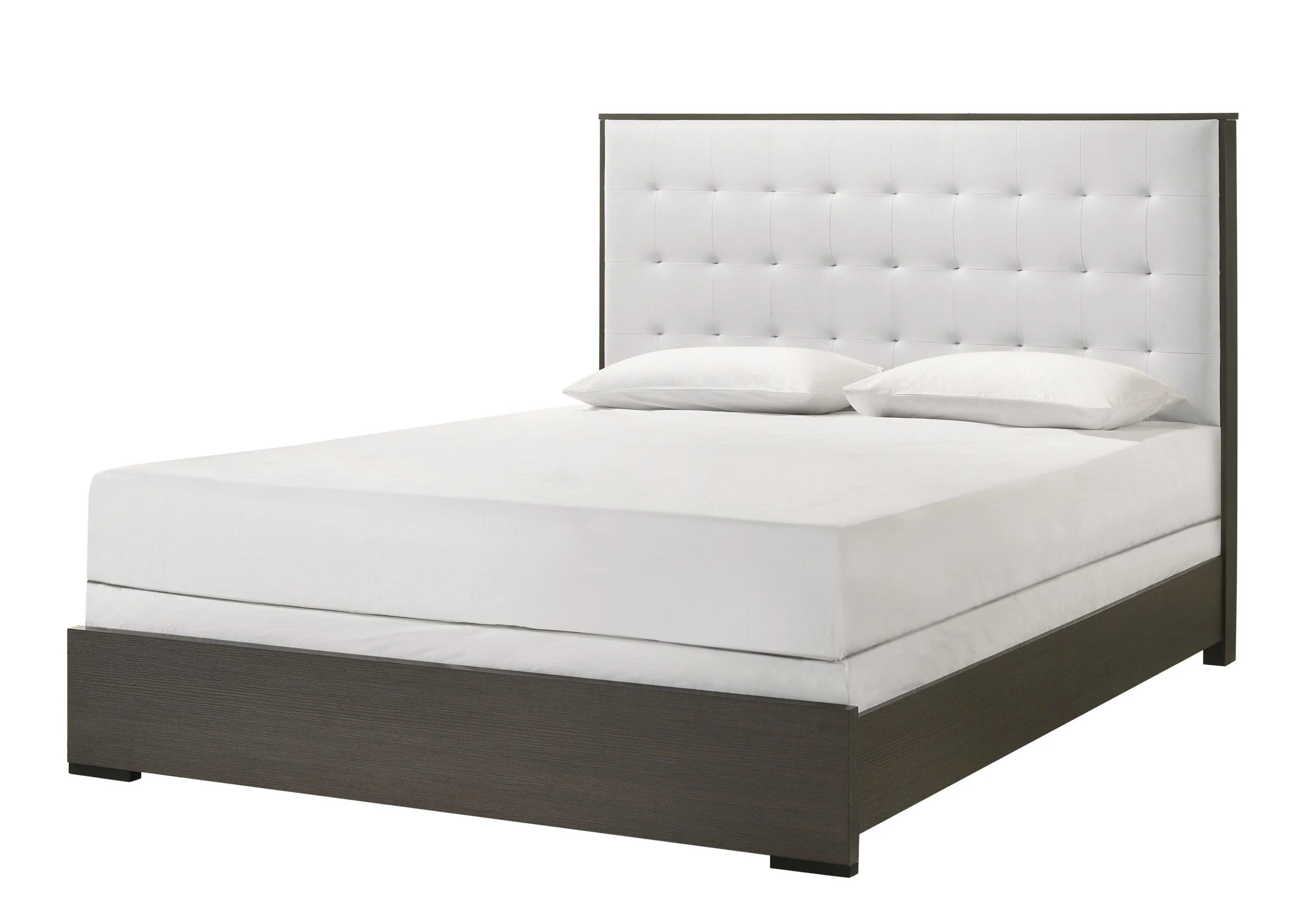 Sharpe Gray White Upholstered Tufted Panel Bedroom Set - Image 2