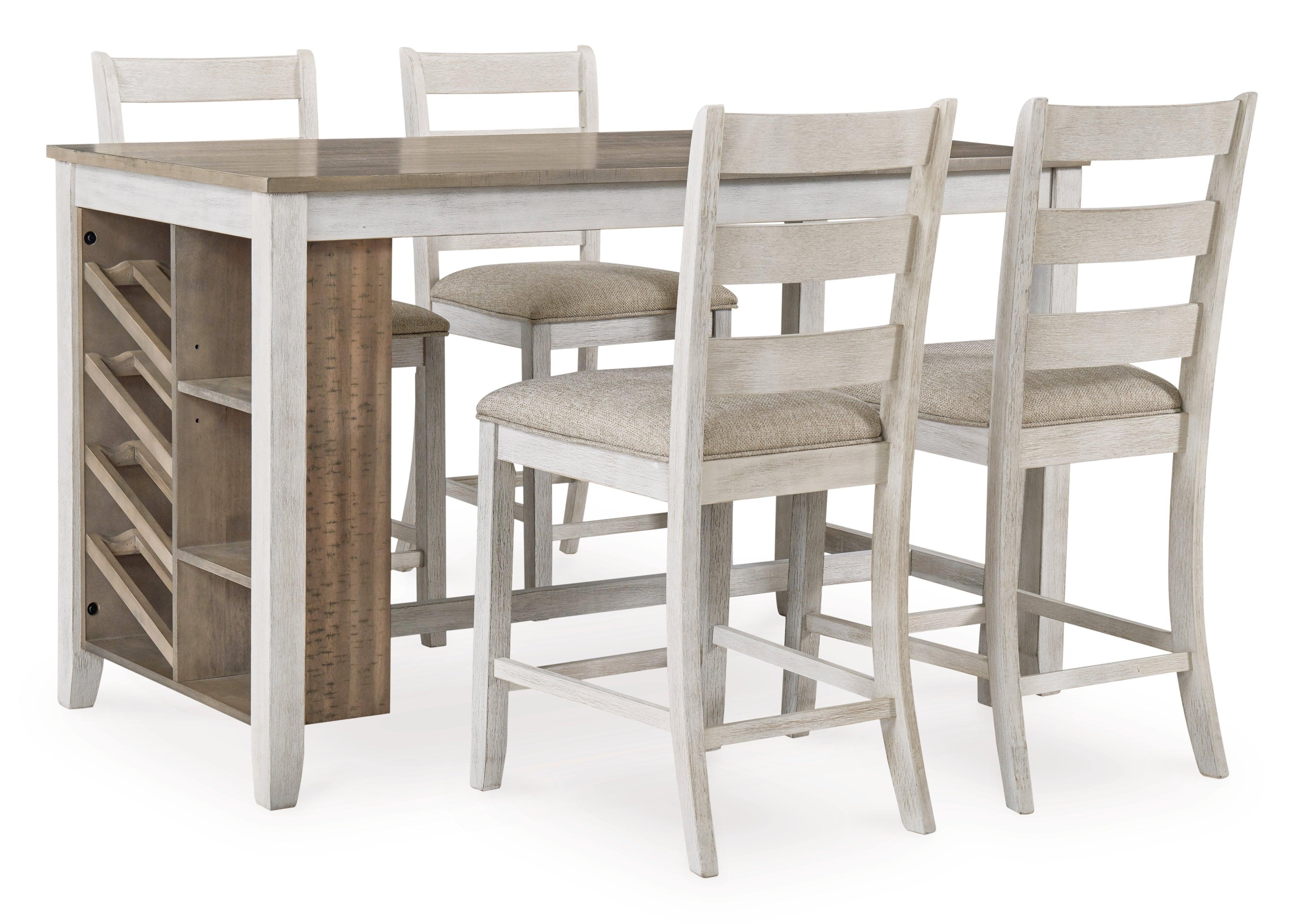 Skempton White Light Brown Counter Height Dining Table And 4 Barstools - Image 2