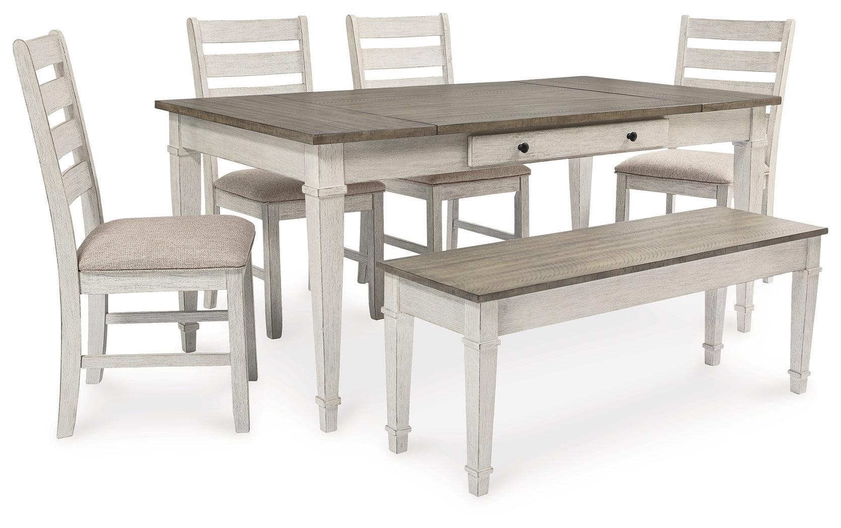 Skempton White Light Brown Rectangular Dining Room Set - Image 2