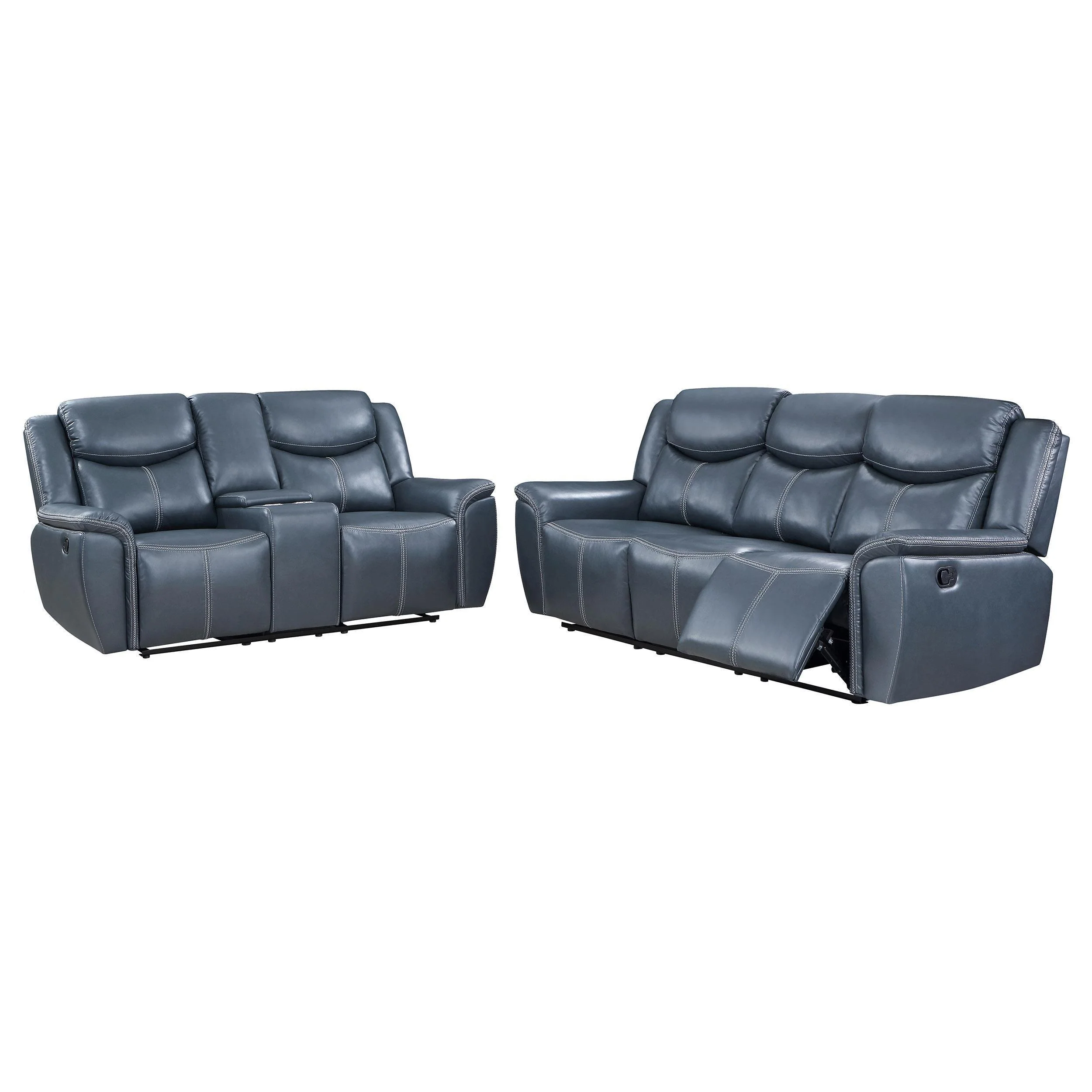 Sloane 2-Piece Upholstered Reclining Sofa Set Blue - Image 2