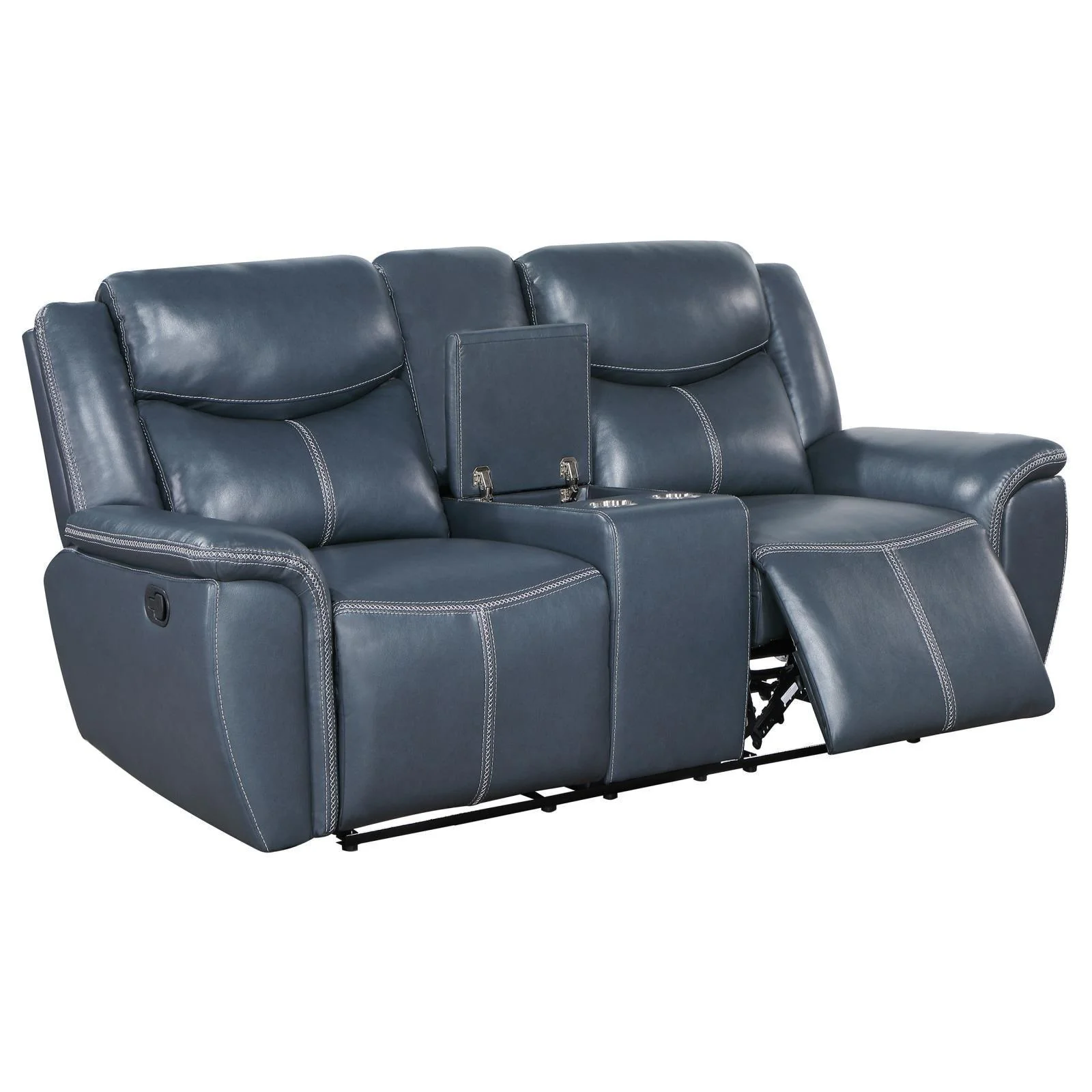 Sloane Upholstered Motion Reclining Loveseat With Console Blue - Image 3
