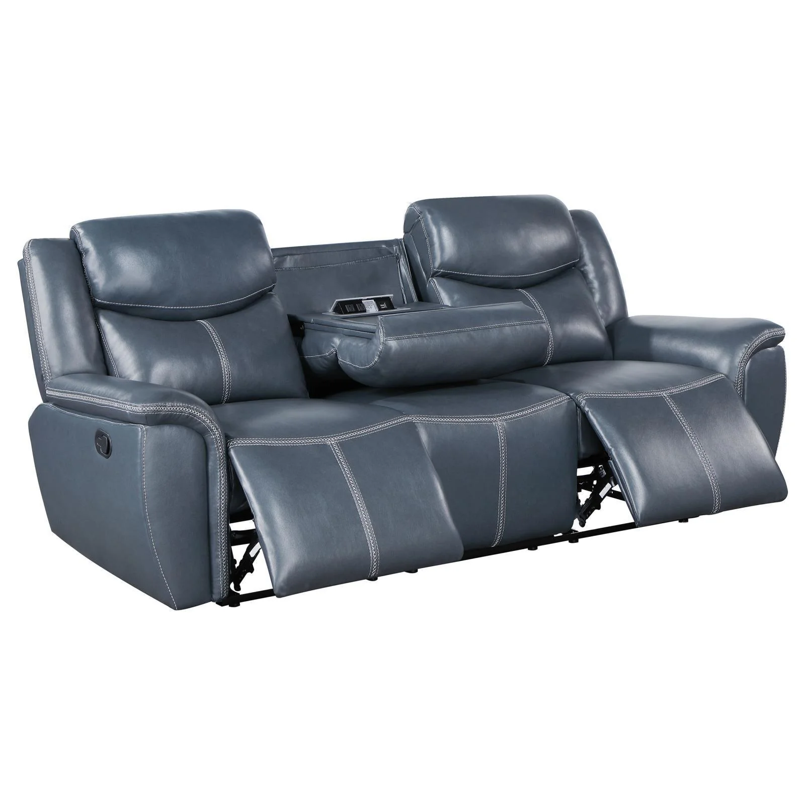 Sloane Upholstered Motion Reclining Sofa With Drop Down Table Blue - Image 3