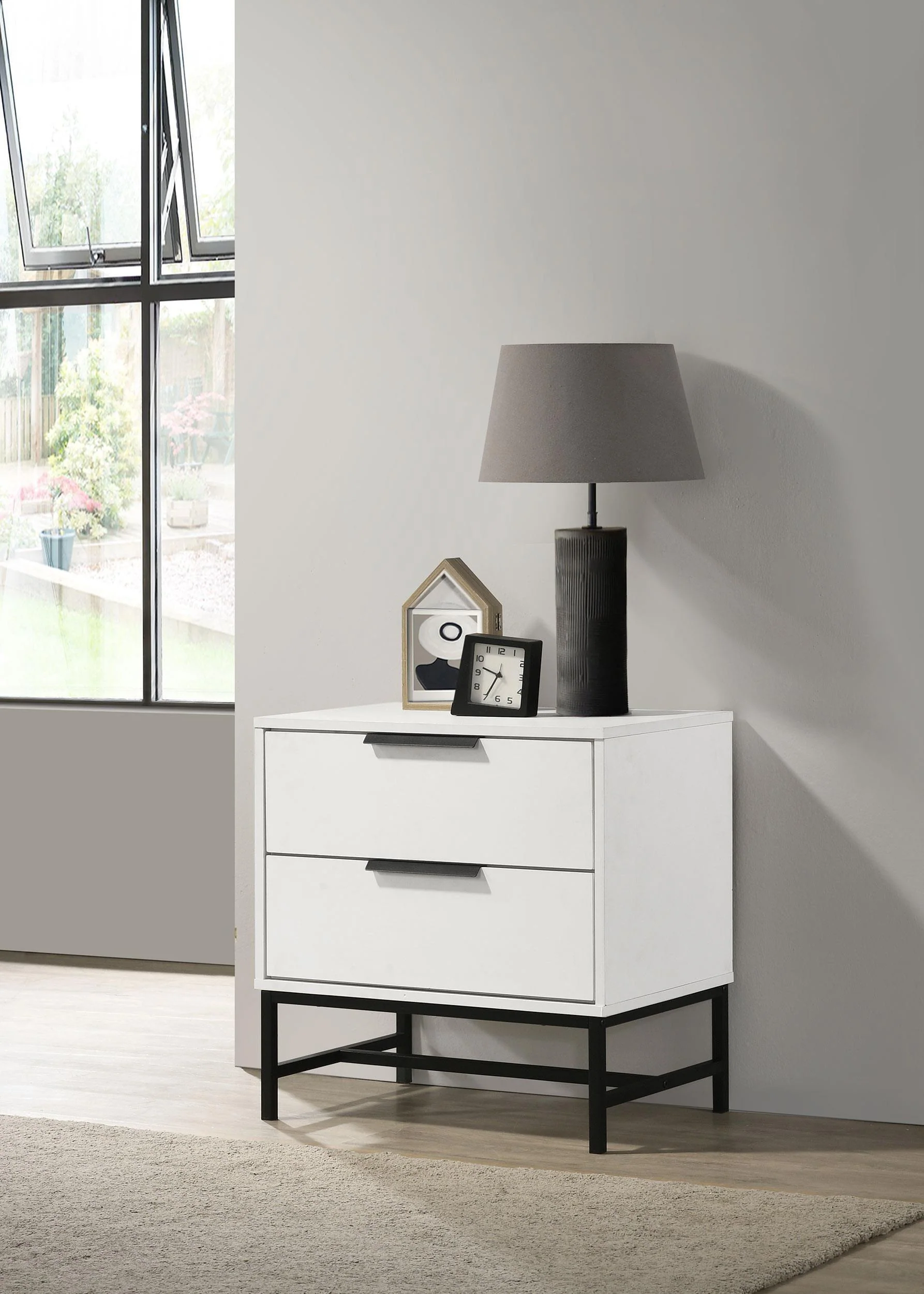 Sonora 2 Drawer Nightstand Bedide Table White - Image 2