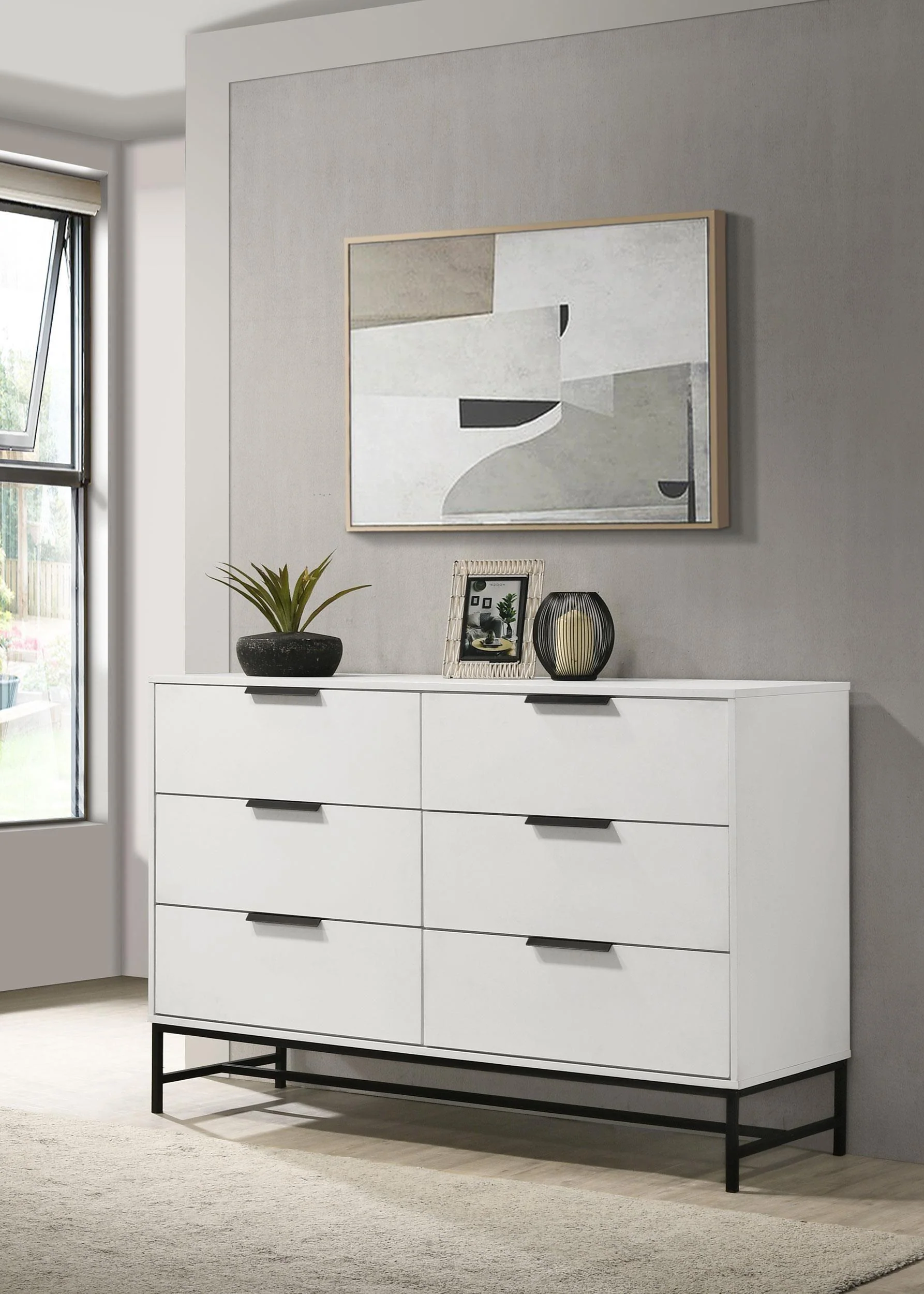 Sonora 6 Drawer Bedroom Dresser White - Image 2