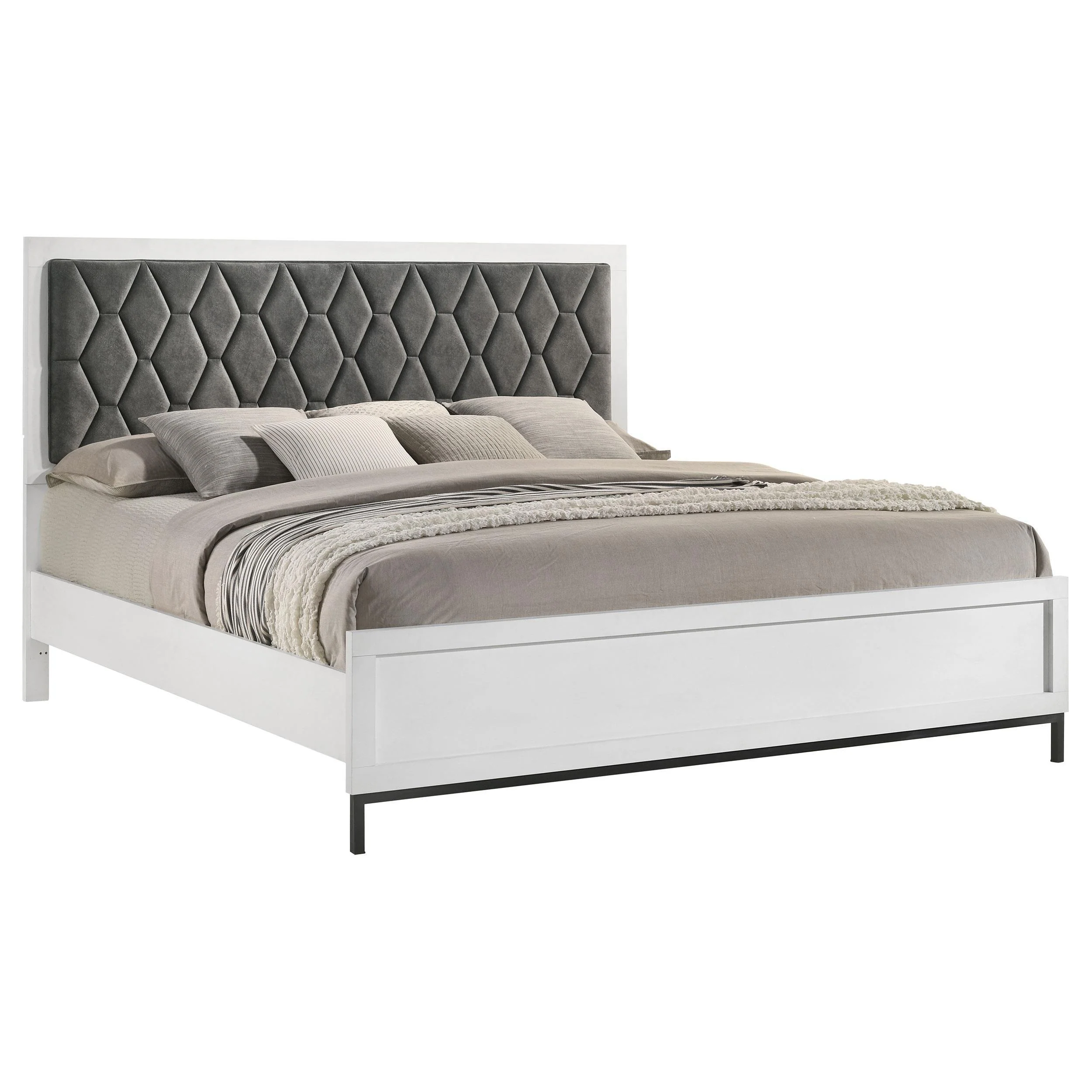 Sonora King Upholstered Panel Bed White - Image 2