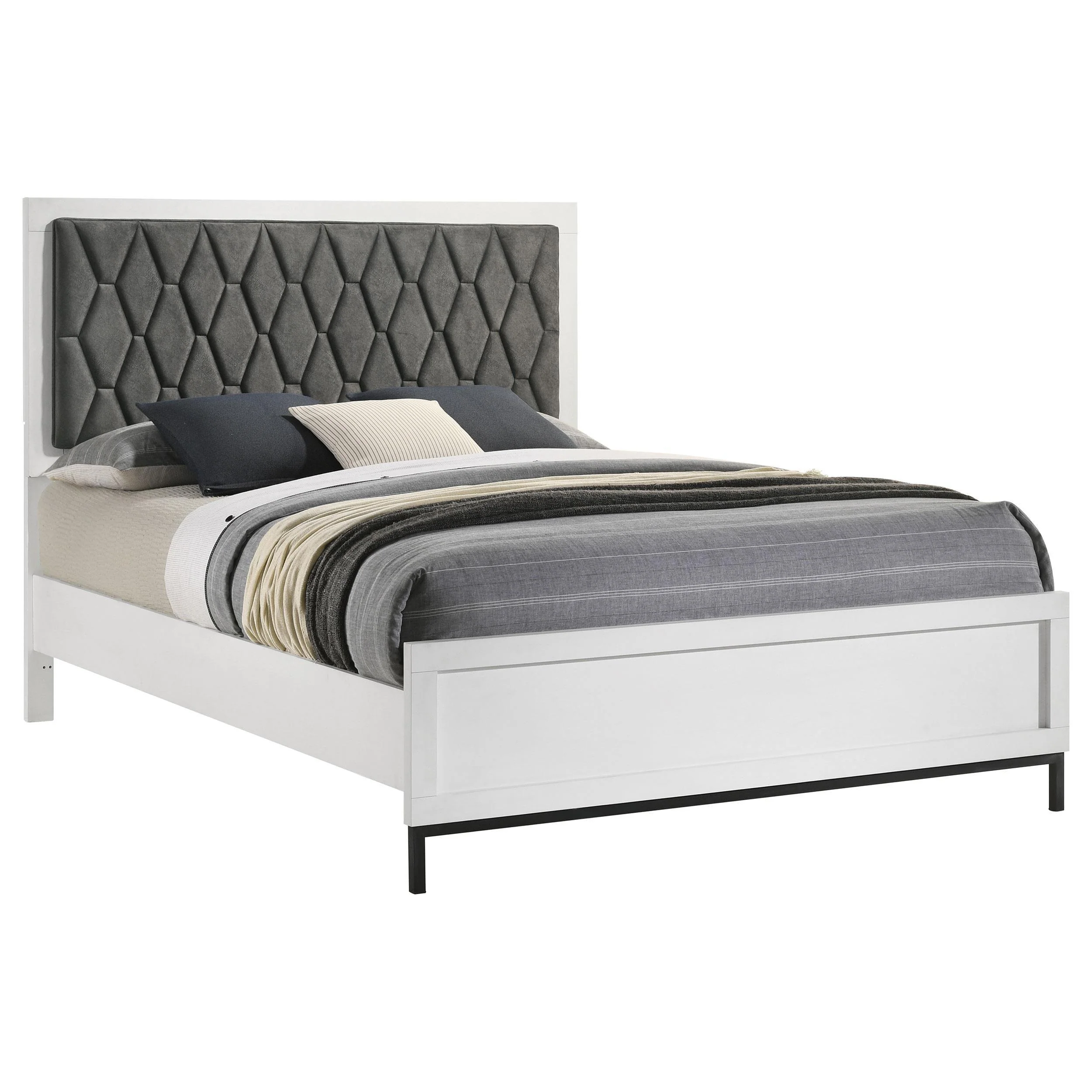 Sonora Queen Upholstered Panel Bed White - Image 2