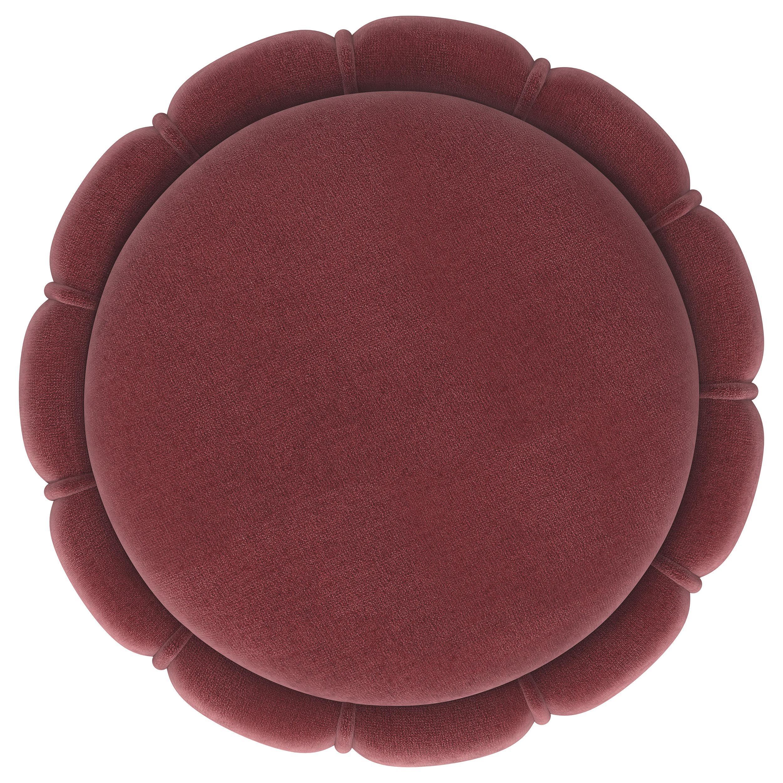 Sora Round Upholstered Ottoman Berry - Image 3