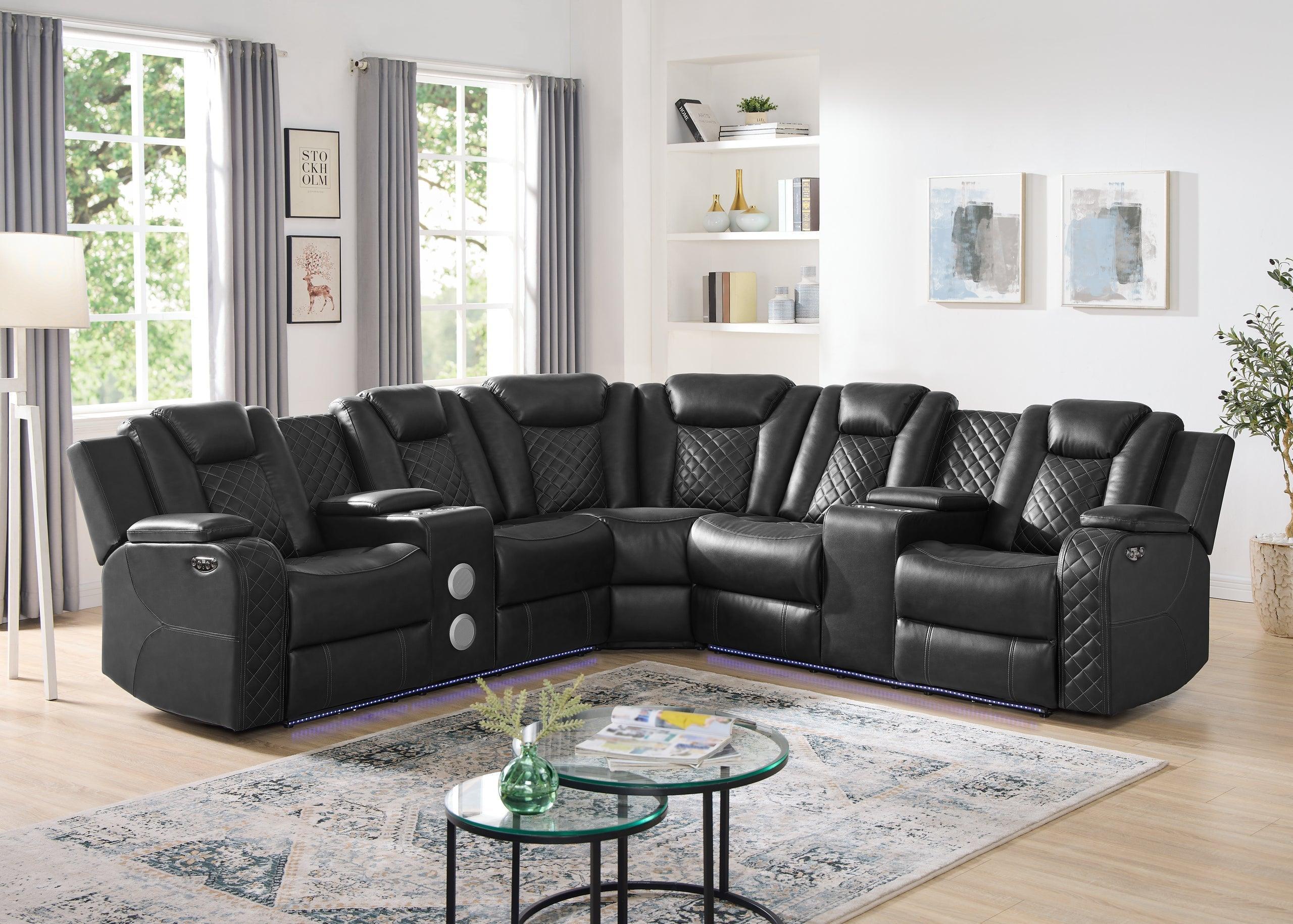 Spaceship Black Power Reclining Sectional - Image 2
