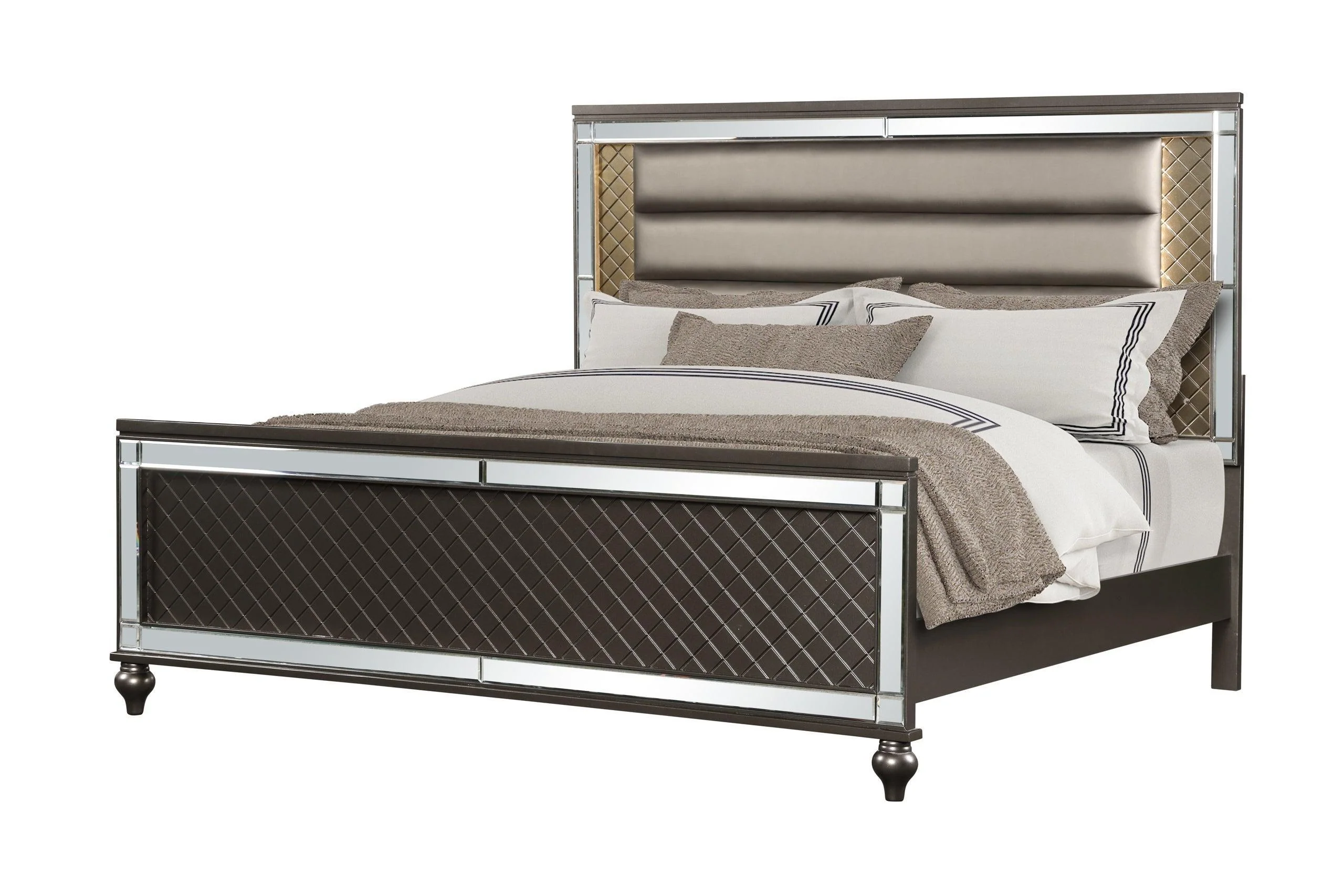 Stars Charcoal LED Upholstered Panel Bedroom Set - Image 2