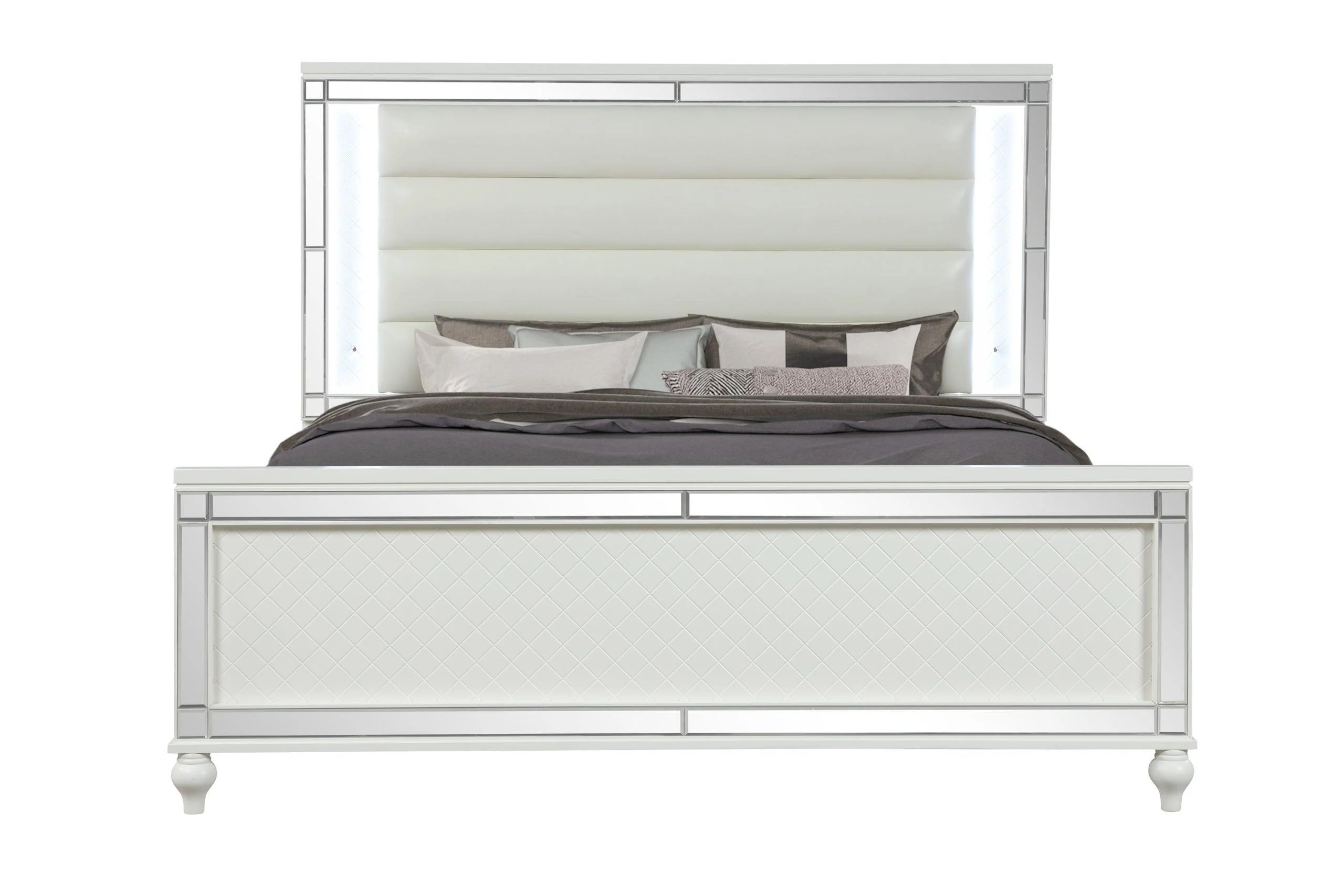 Stars White LED Upholstered Panel Bedroom Set - Image 2