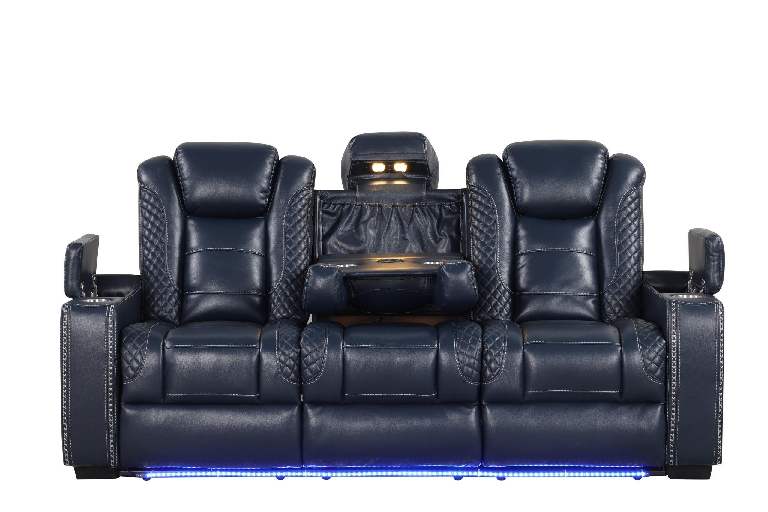 Stefano Blue 3-Piece Reclining Set - Image 2