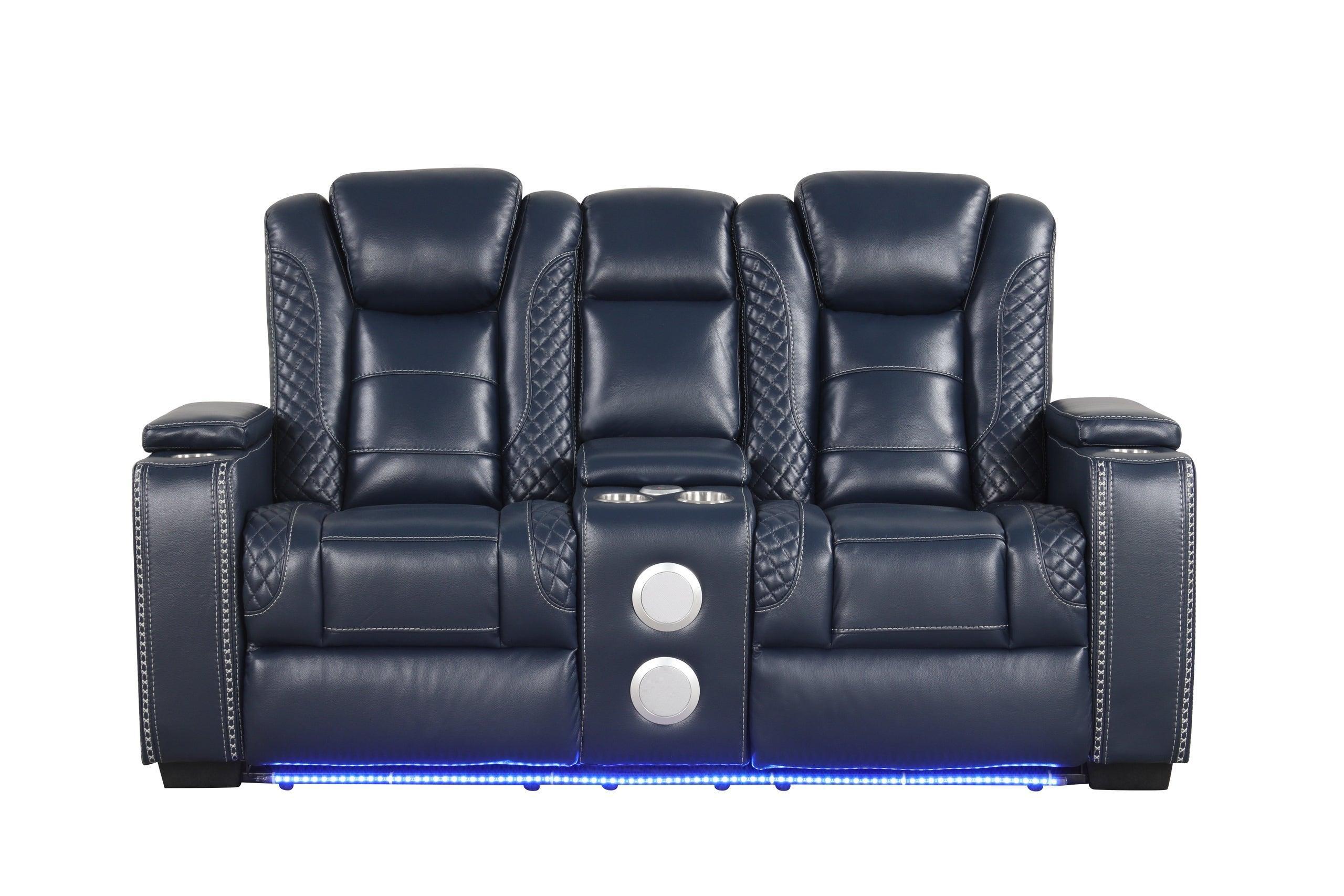 Stefano Blue 3-Piece Reclining Set - Image 3