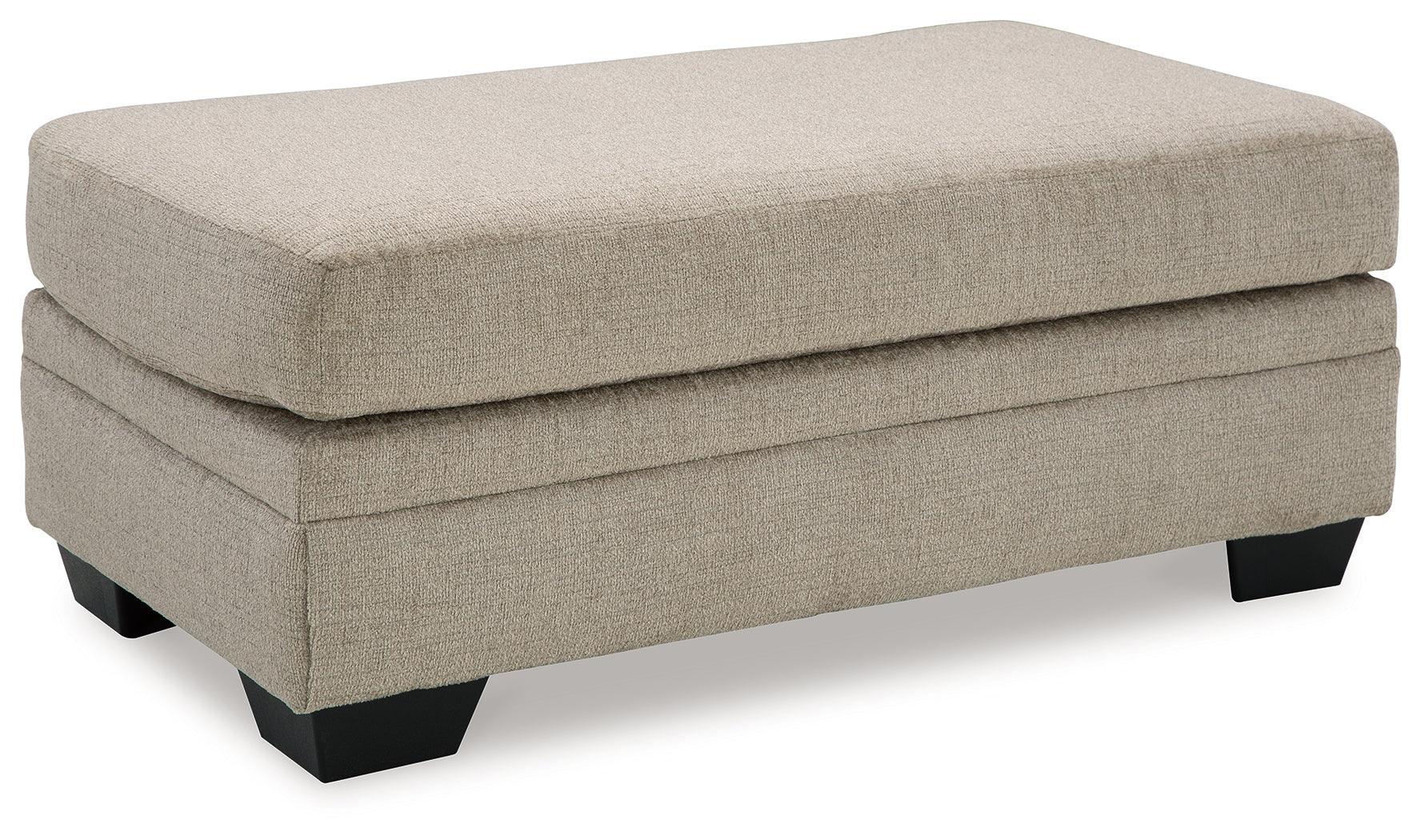 Stonemeade Taupe Chenille Ottoman - Image 2