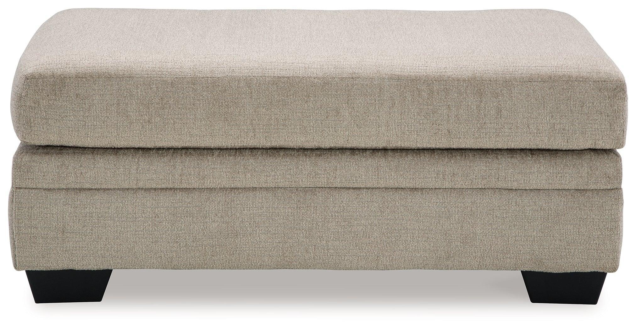Stonemeade Taupe Chenille Ottoman - Image 3