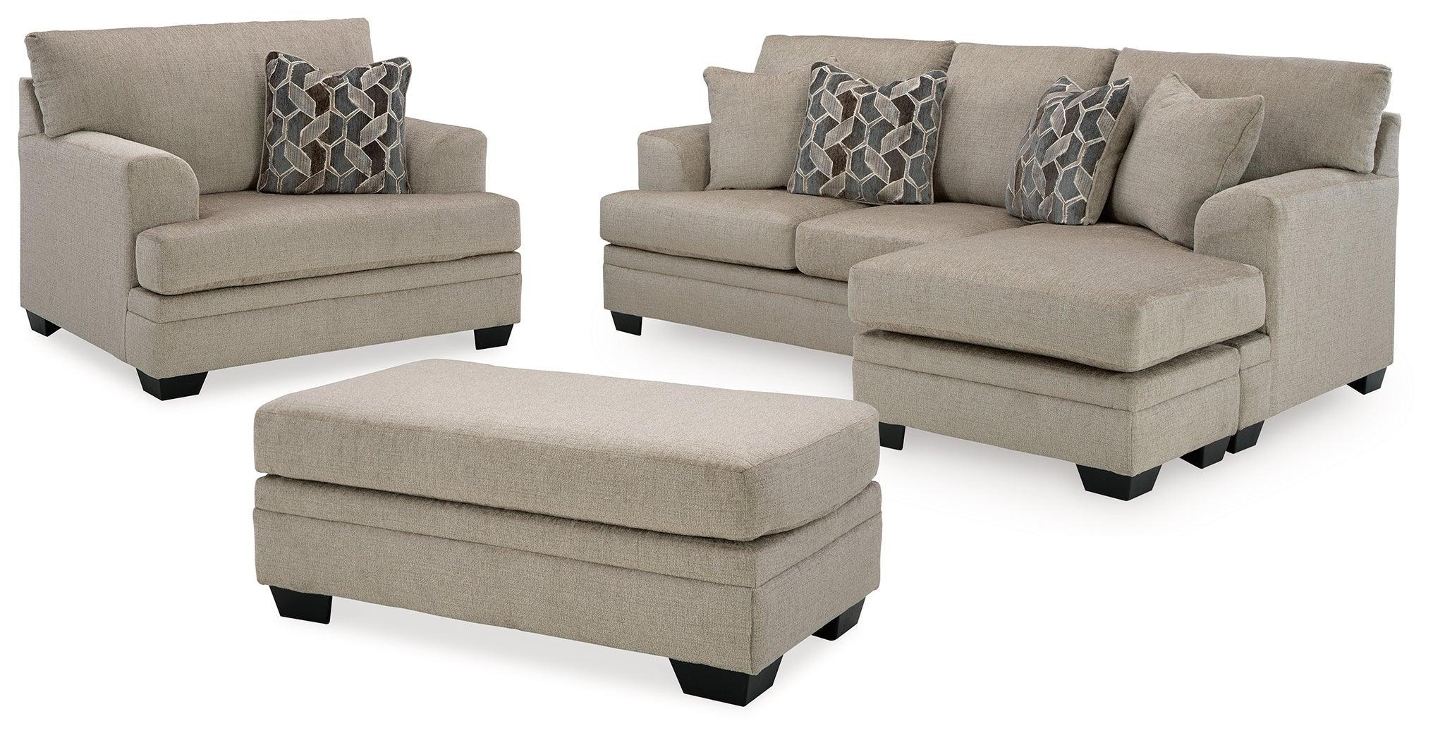 Stonemeade Taupe Sofa Chaise Chair And Ottoman - Image 2