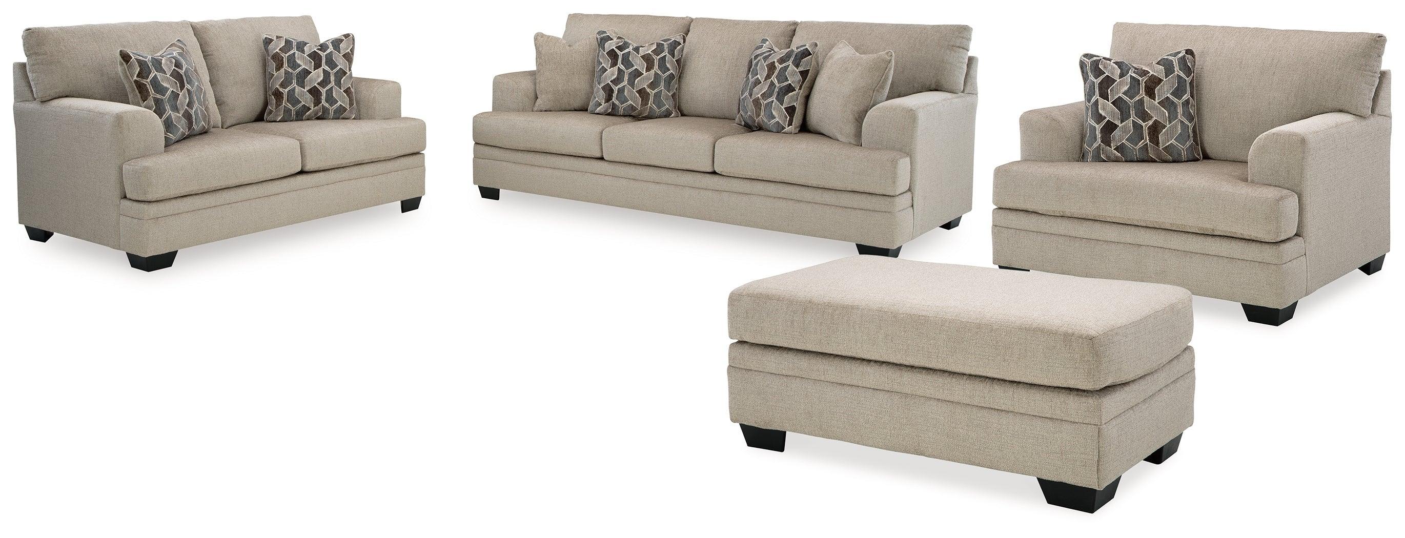 Stonemeade Taupe Sofa Loveseat Chair And Ottoman - Image 2