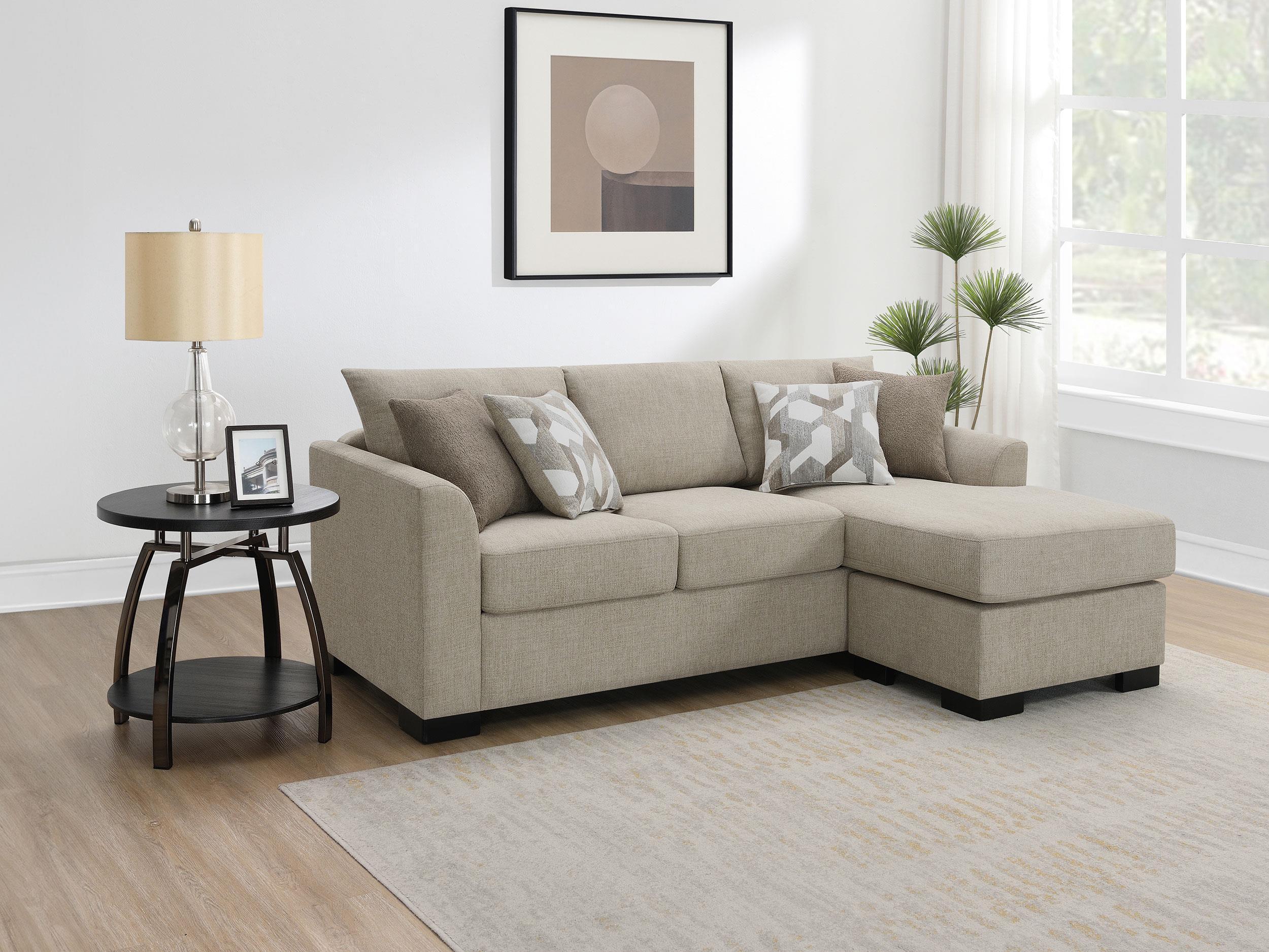 Storey Upholstered Sleeper Sectional Chaise Sofa Camel - Image 2