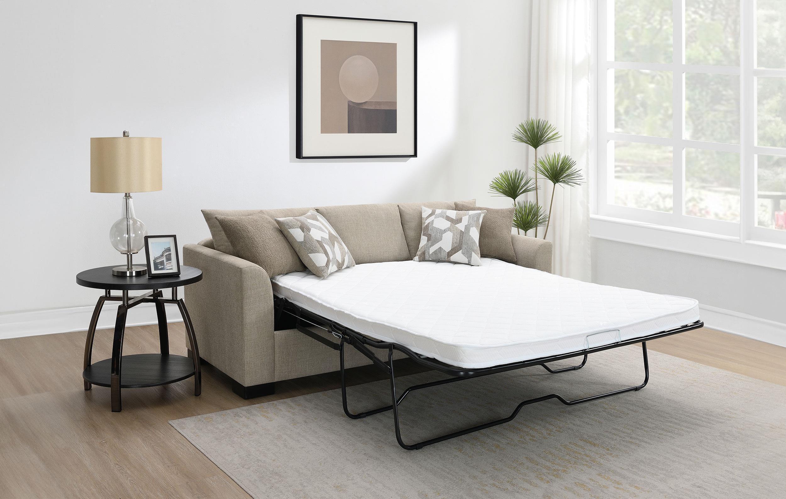 Storey Upholstered Sleeper Sectional Chaise Sofa Camel - Image 3
