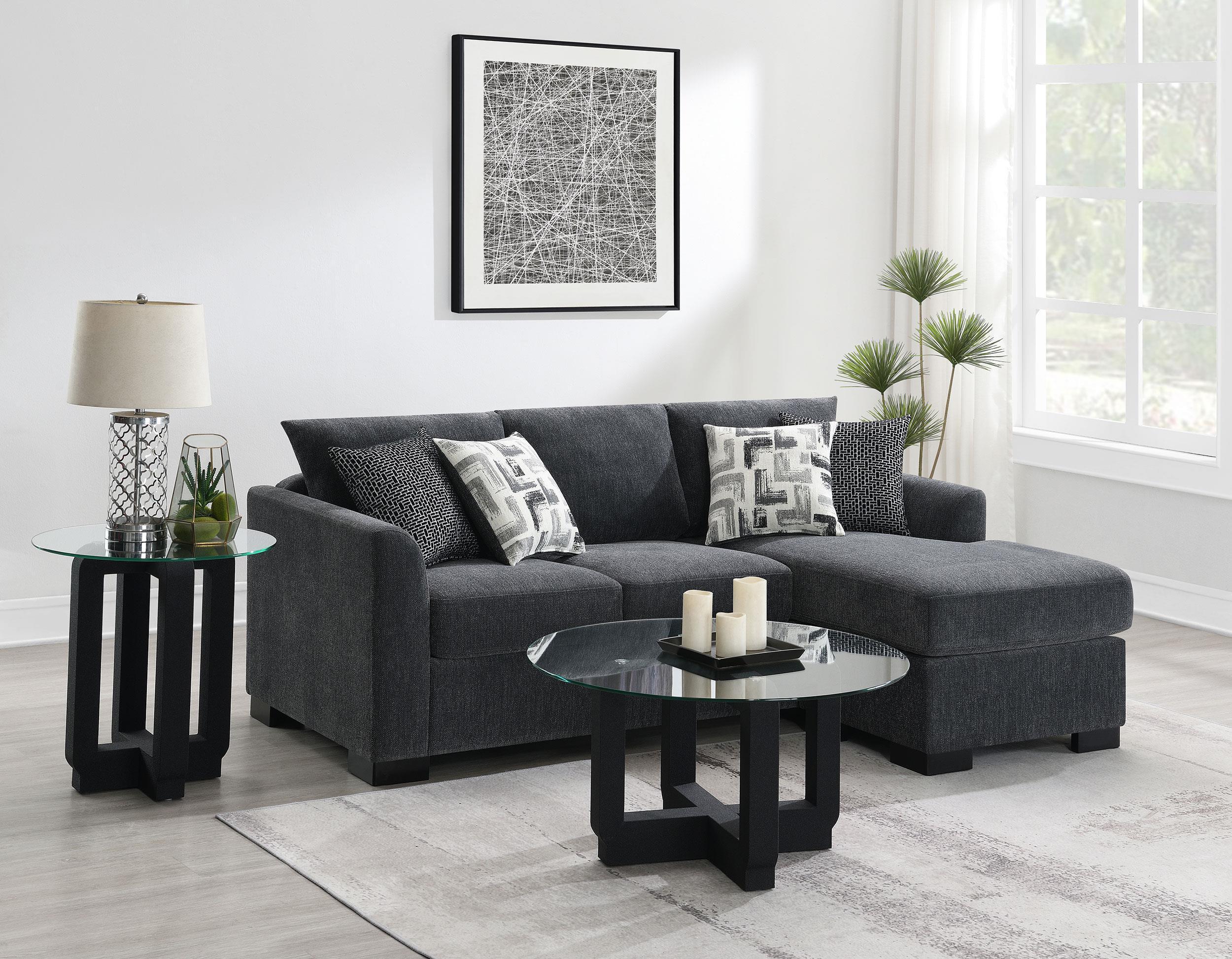 Storey Upholstered Sleeper Sectional Chaise Sofa Dark Grey - Image 2