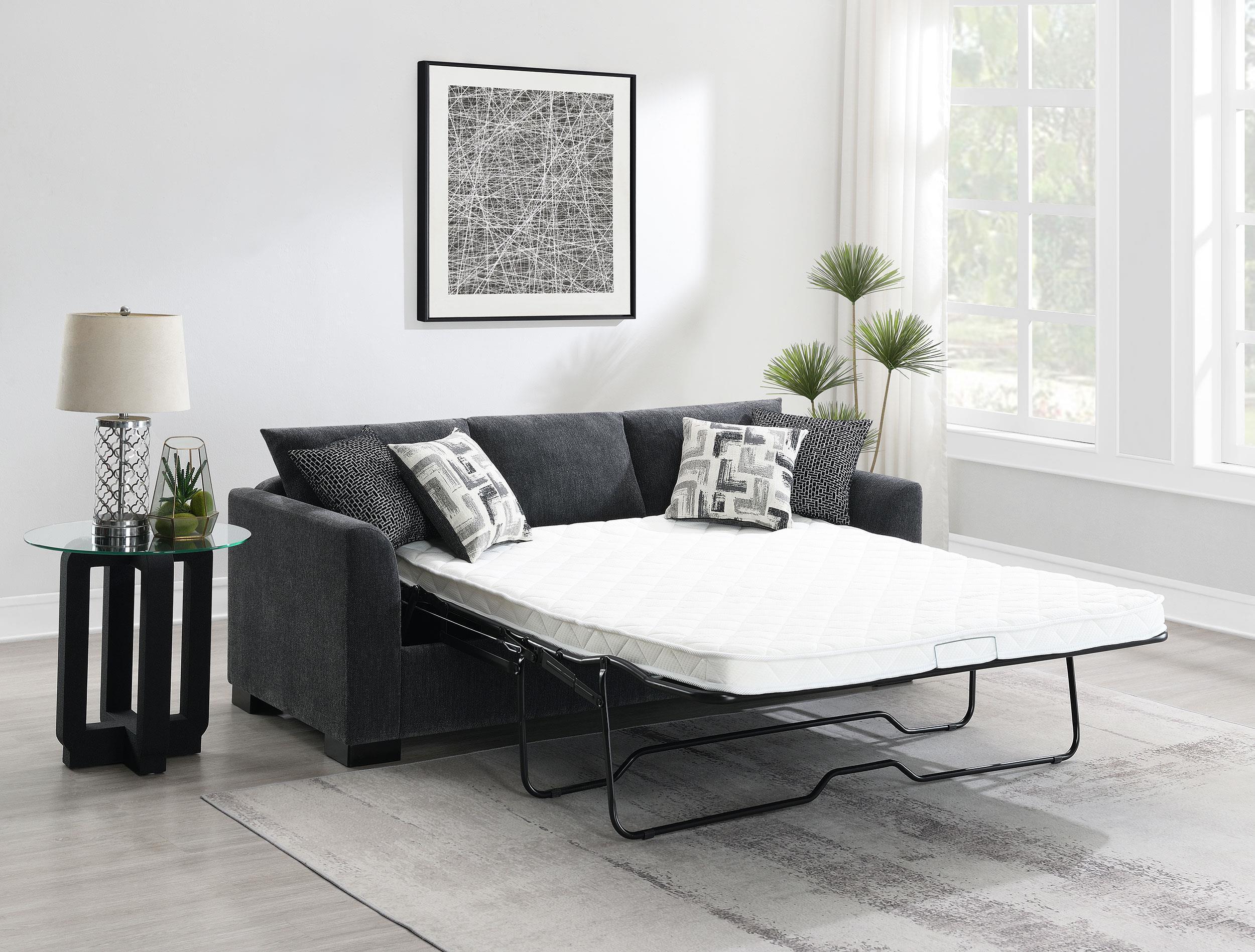 Storey Upholstered Sleeper Sectional Chaise Sofa Dark Grey - Image 3