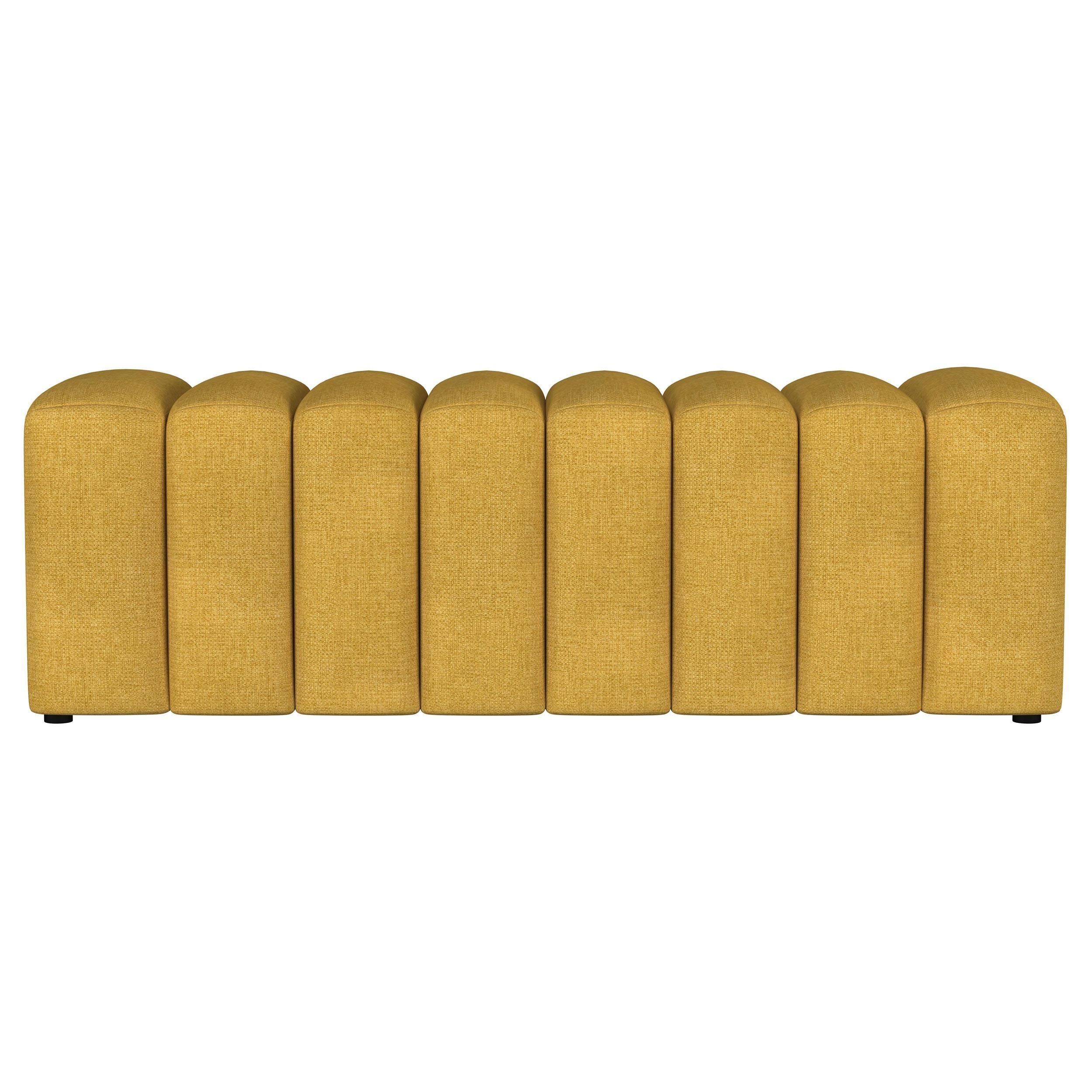 Summer Fabric Upholstered Tufted Accent Bench Mustard Yellow - Image 3