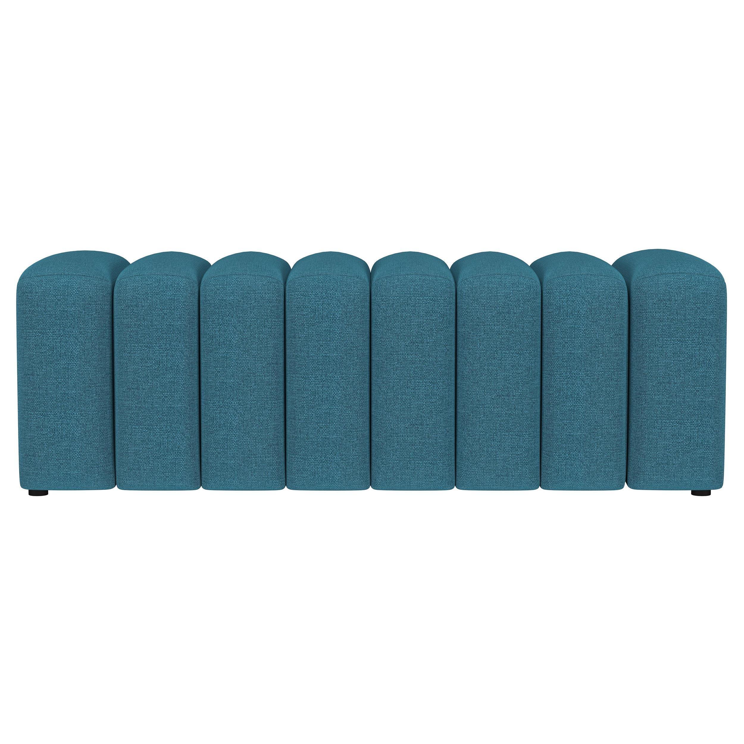 Summer Fabric Upholstered Tufted Accent Bench Peacock Blue - Image 3