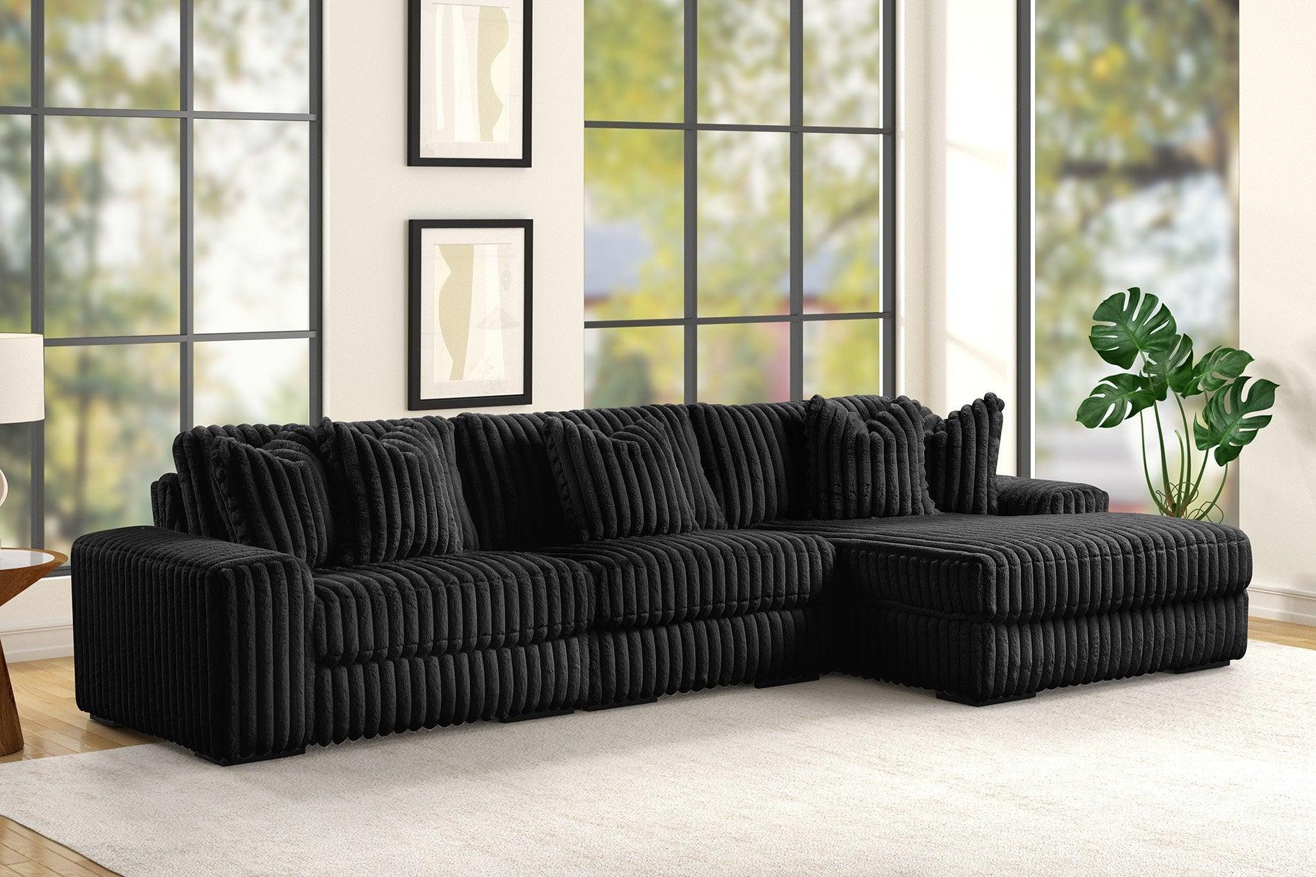 Sunday Black 3-Piece Sectional - Image 1