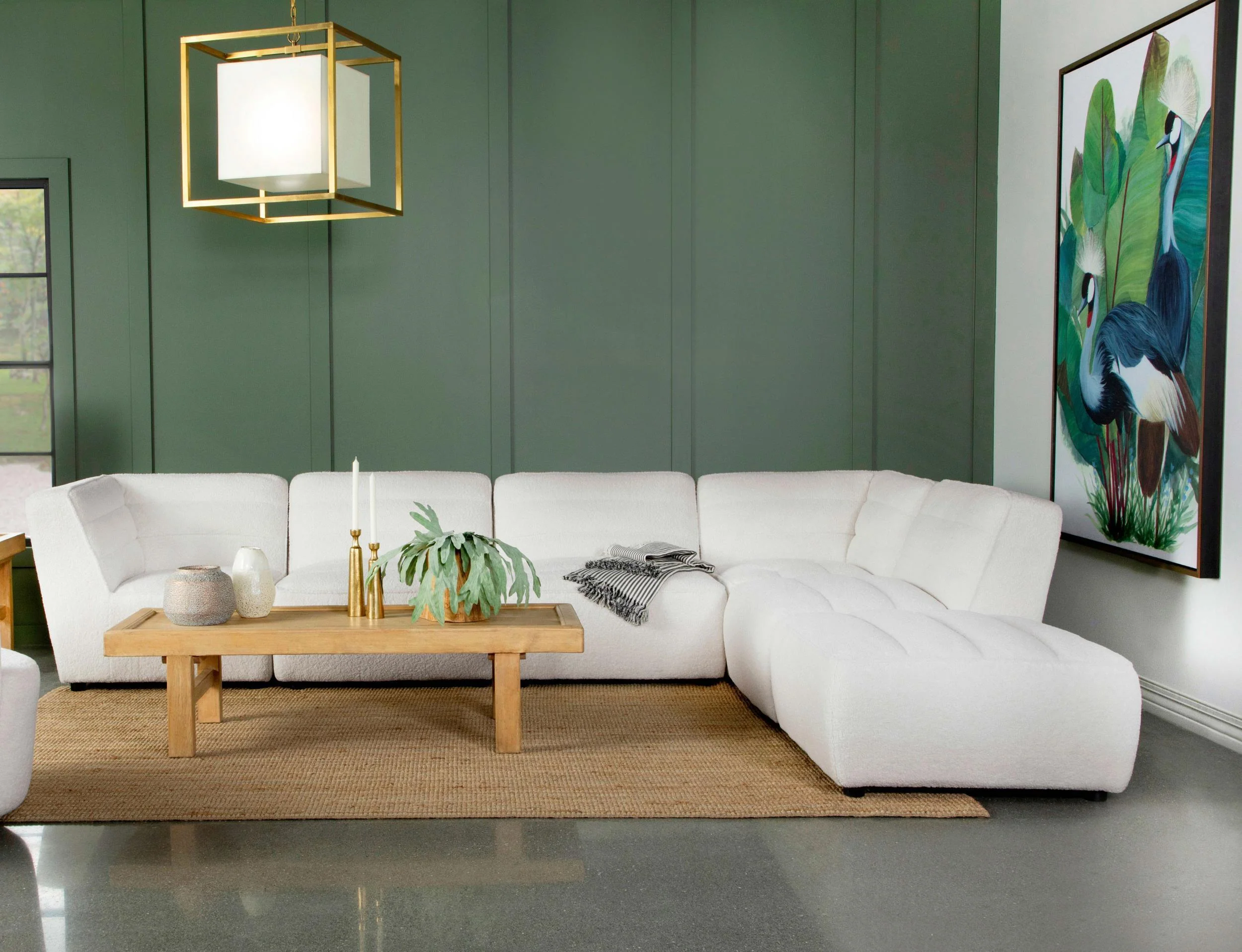 Sunny 6-Piece Upholstered Modular Sectional Sofa Natural - Image 2
