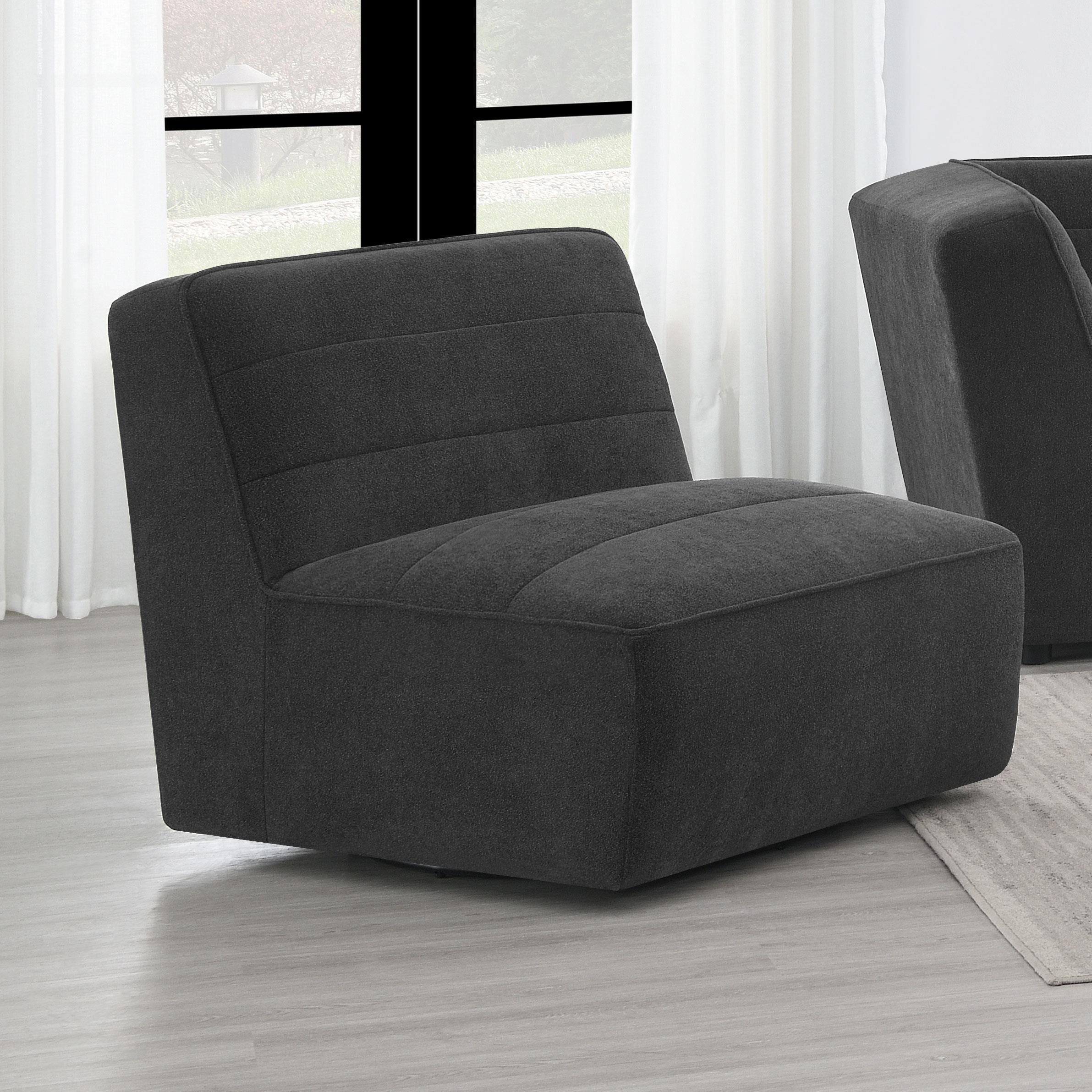 Sunny Upholstered Armless Chair Dark Charcoal - Image 2
