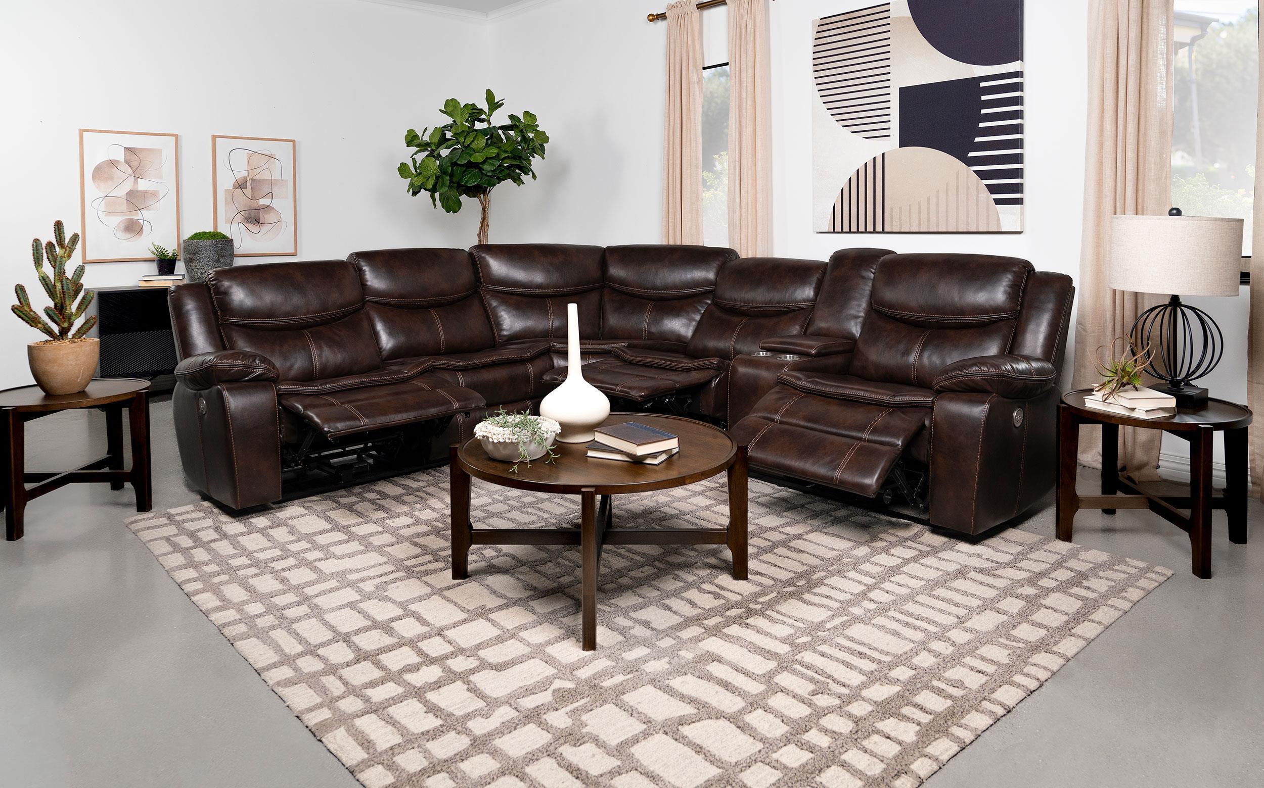 Sycamore Upholstered Power Reclining Sectional Sofa Brown - Image 2