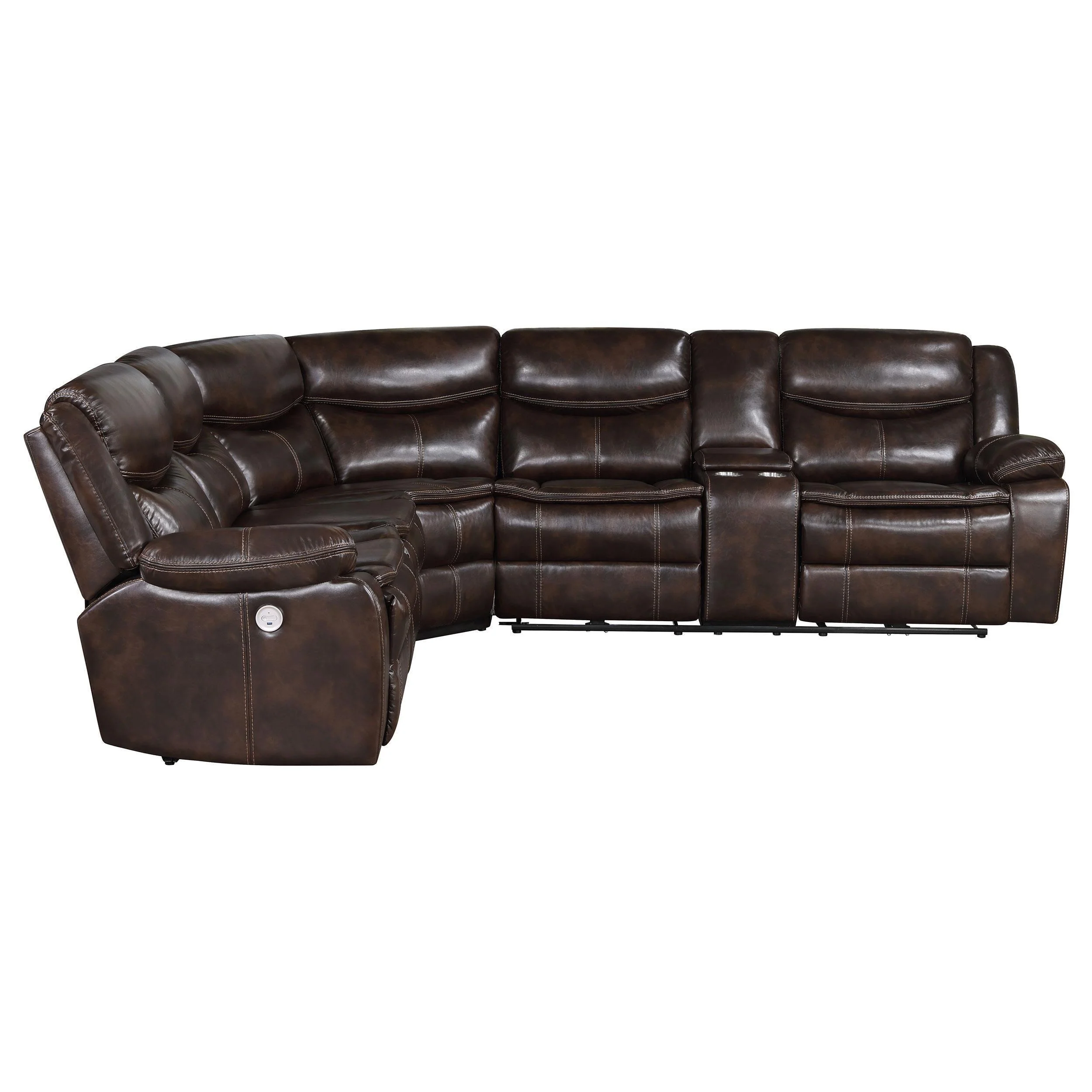 Sycamore Upholstered Power Reclining Sectional Sofa Brown - Image 3