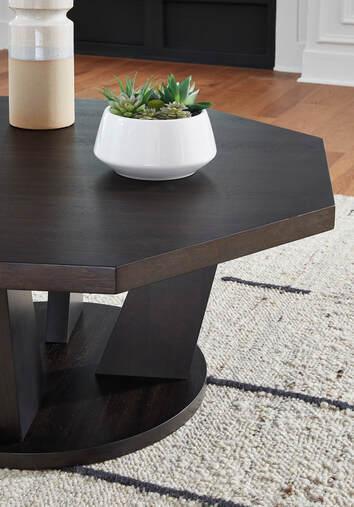Loma Dark Brown Octagonal Trapezoid Cocktail Table - Image 3