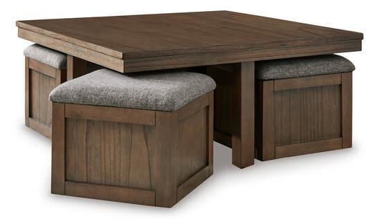 Rom Brown Cocktail Table w Stools - Image 3